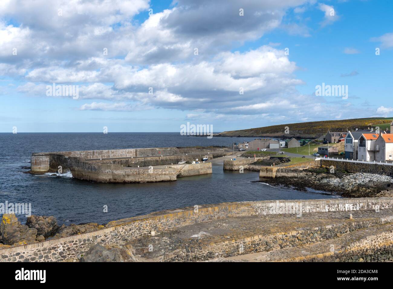 Landscape view of the idyllic fishing village of Portsoy, Aberdeenshire, Scotland, UK Stock Photo