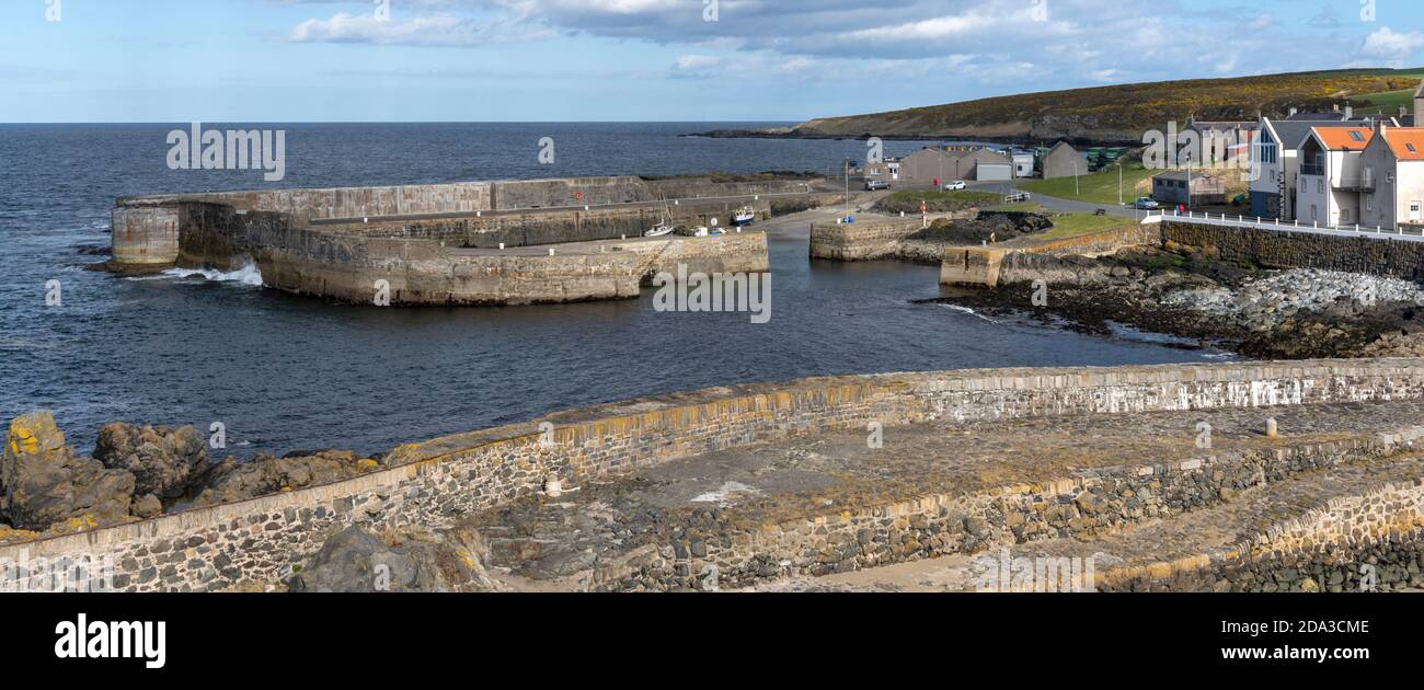 Landscape view of the idyllic fishing village of Portsoy, Aberdeenshire, Scotland, UK Stock Photo