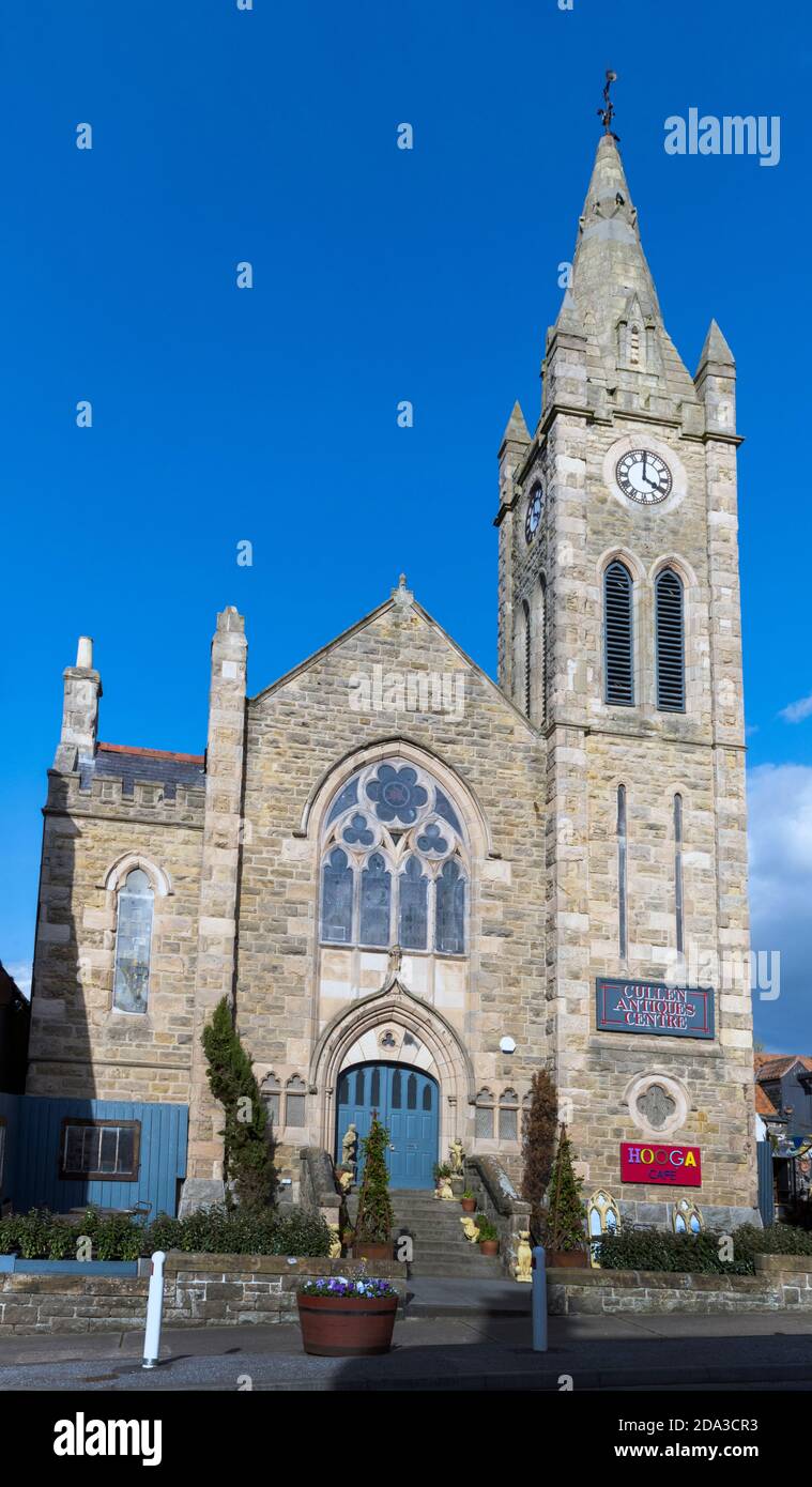 Cullen Antiques Centre in the former Old Free Church building, Seafield Street, Cullen, Moray, Scotland, UK Stock Photo