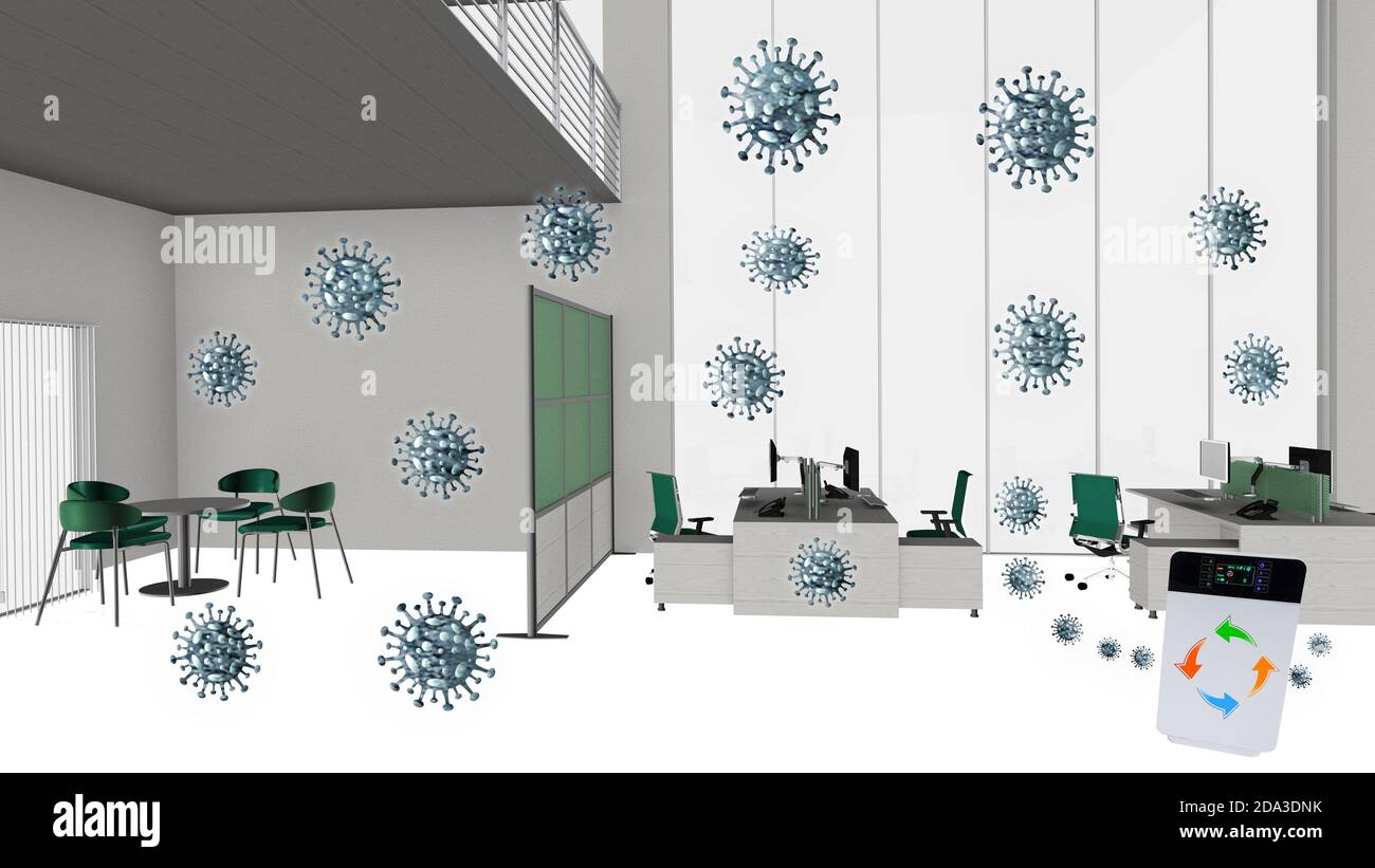 Besprechungsraum Büro mit Corona Viren Konzept Stock Photo