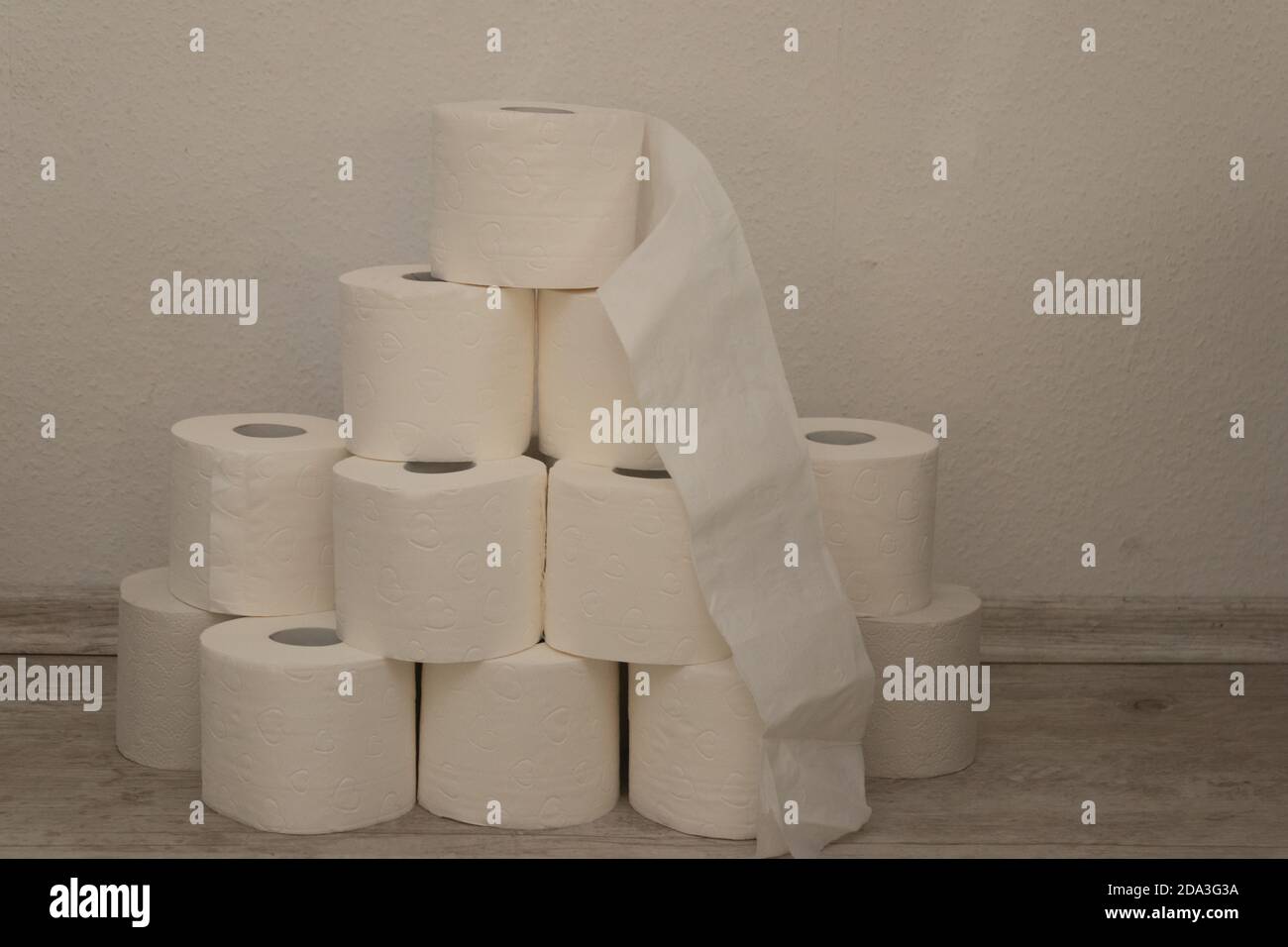 Close Up of stacked toilet paper. Stock Photo