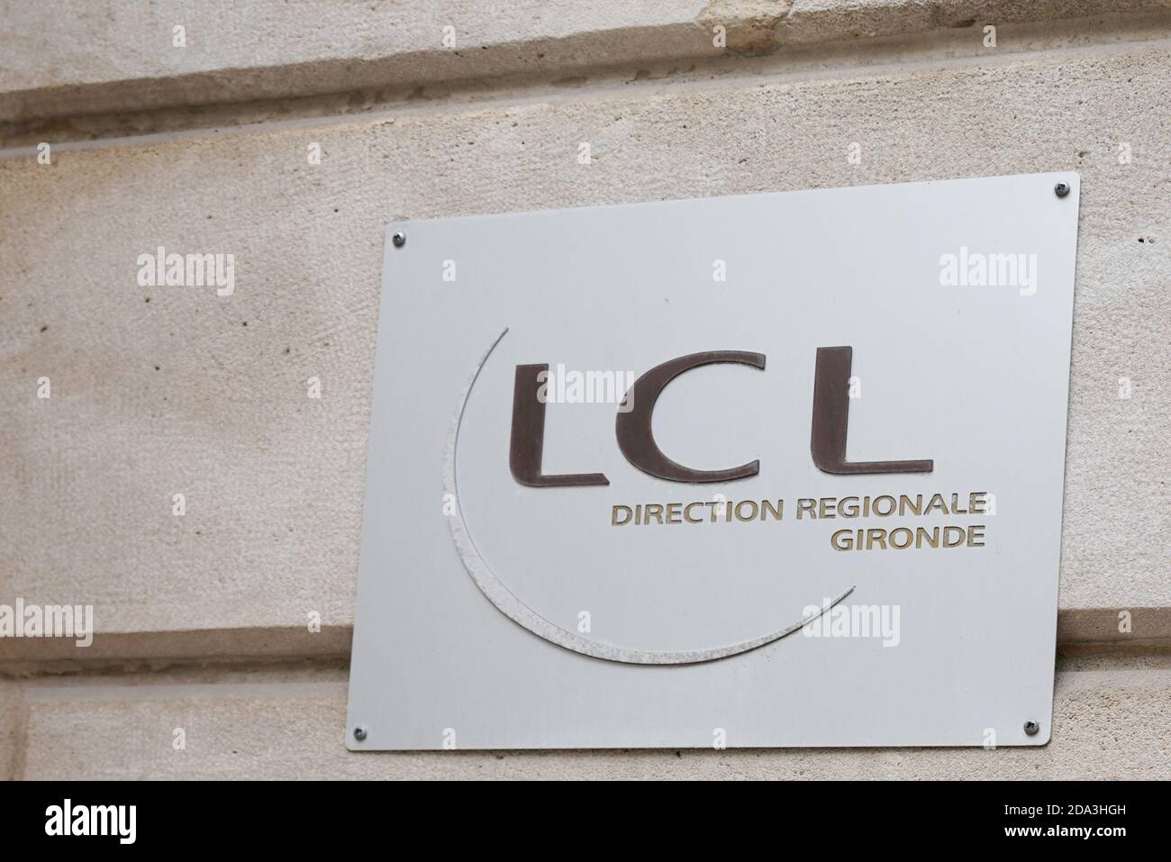 Bordeaux , Aquitaine / France - 11 01 2020 : lcl direction regionale logo and text sign front of building le credit Lyonnais Banque et assurance facad Stock Photo