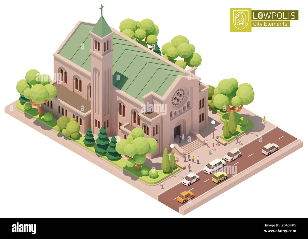 Vector isometric church or cathedral Stock Vector