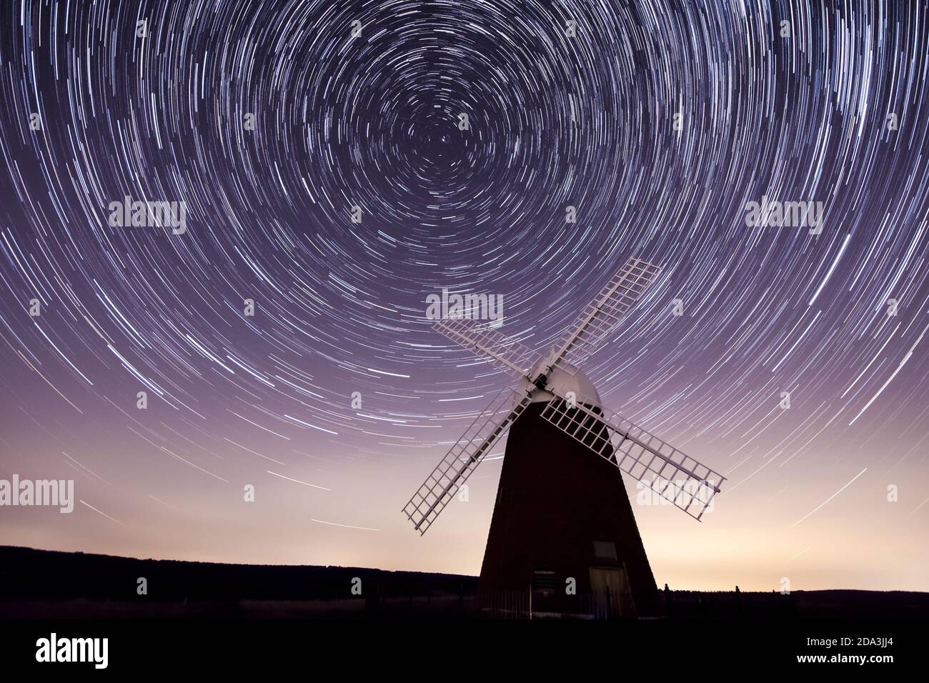 star trails circling the North Star, or Polaris, above Halnaker ...