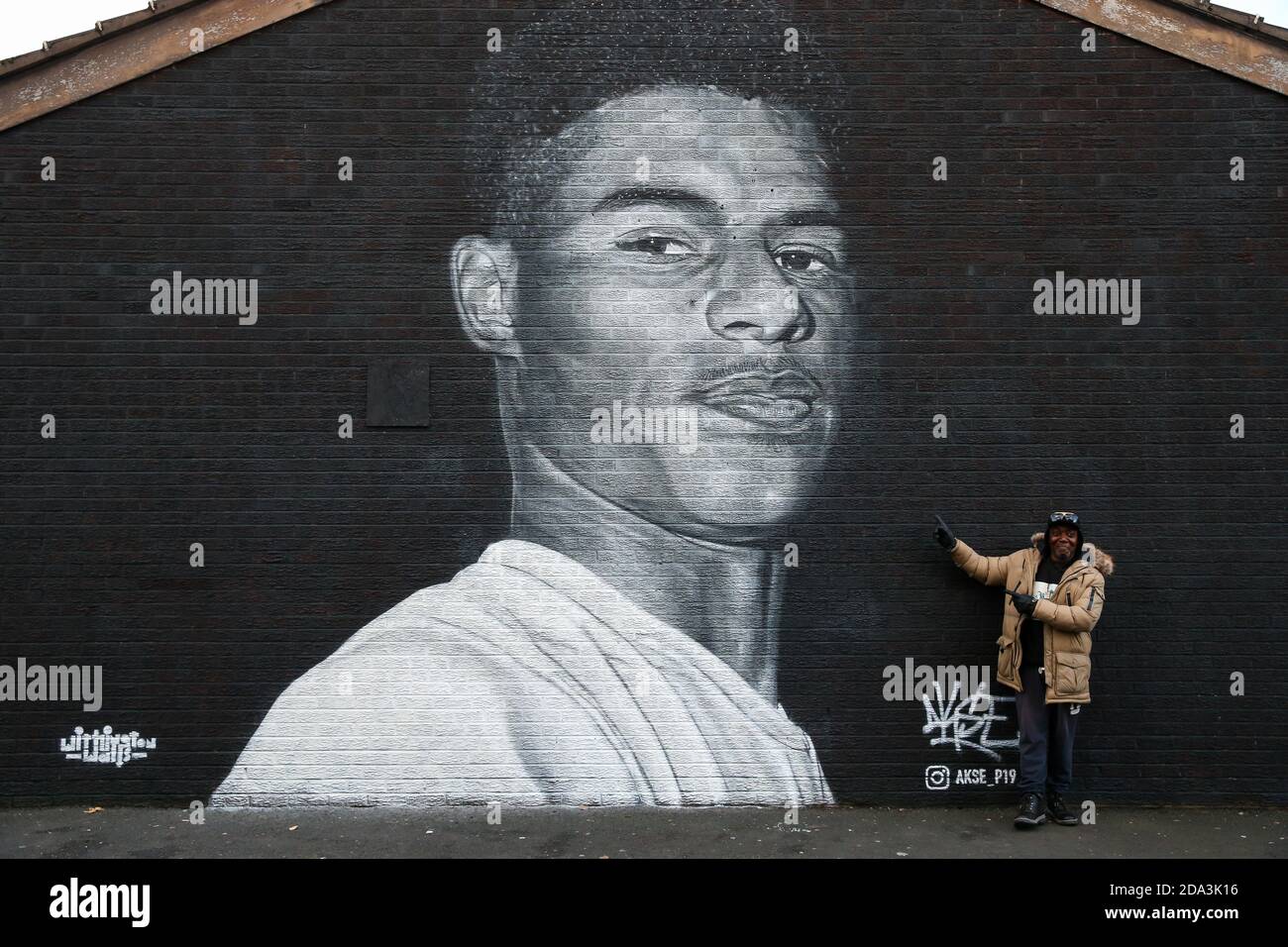 A mural of Manchester United striker Marcus Rashford by Street artist