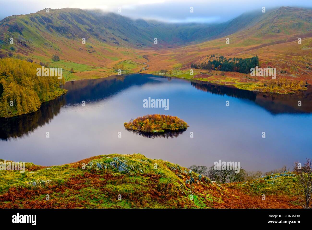 Haweswater in the Lake District National Park. View up Riggindale towards High Street. Stock Photo