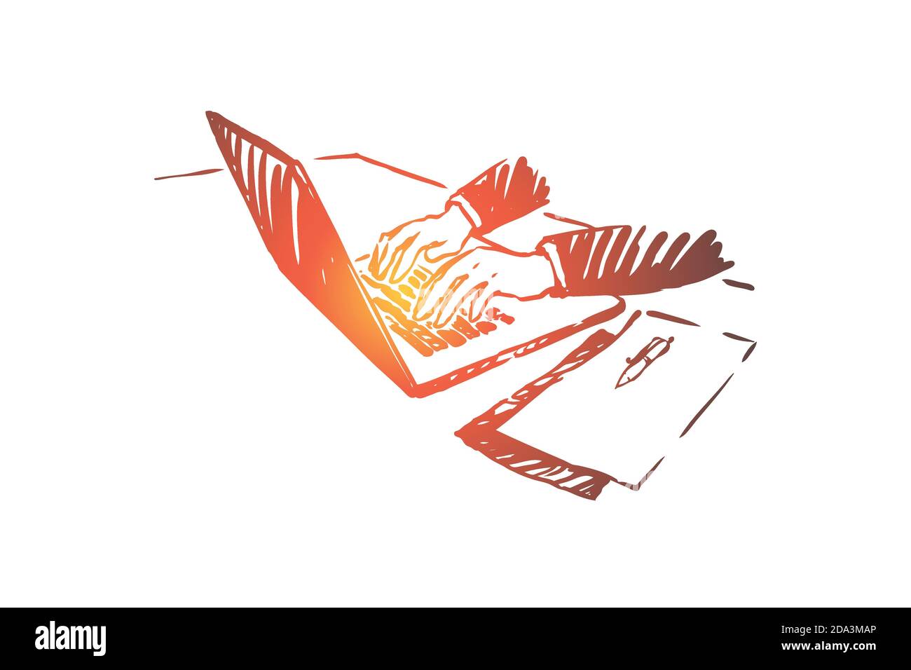 Freelance, work from home, businessman working with laptop, business webinar, programmer occupation Stock Vector