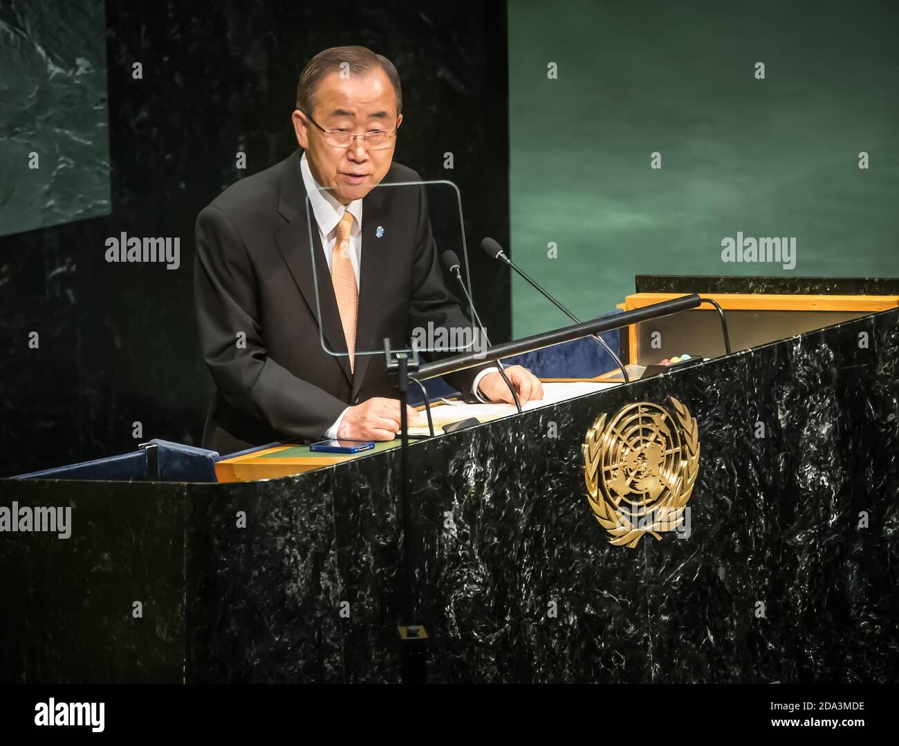 NEW YORK, USA - Sep 20, 2016: UN Secretary General Ban Ki-moon at the opening of the 71st session of the United Nations General Assembly in New York Stock Photo
