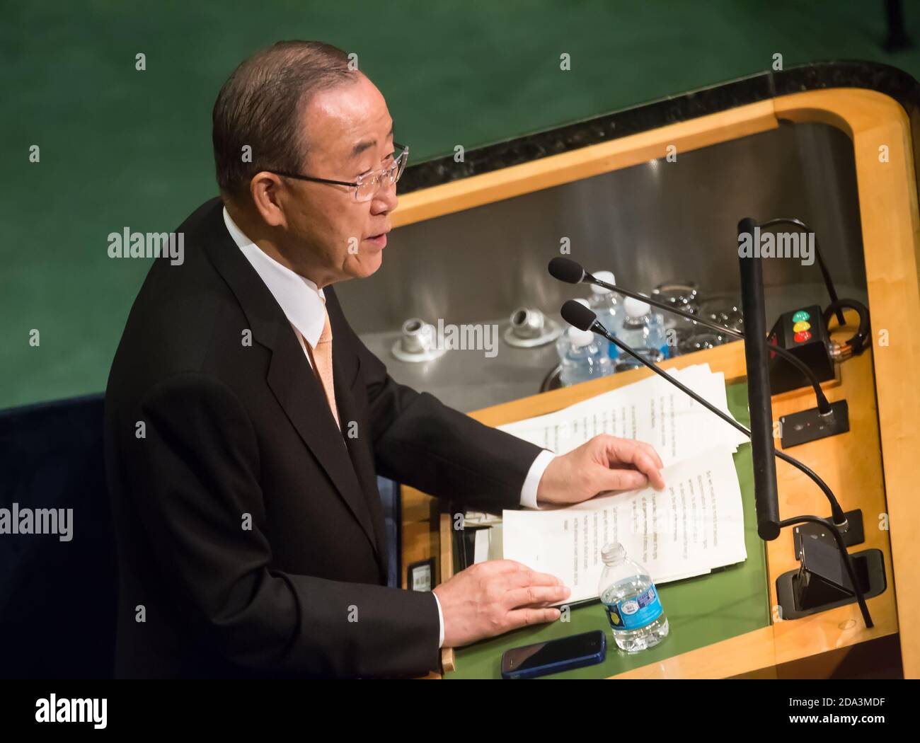 NEW YORK, USA - Sep 20, 2016: UN Secretary General Ban Ki-moon at the opening of the 71st session of the United Nations General Assembly in New York Stock Photo