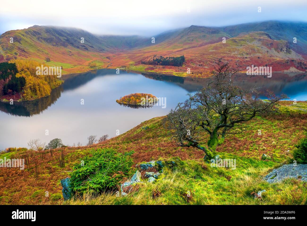 Haweswater in the Lake District National Park. View up Riggindale towards High Street. Stock Photo