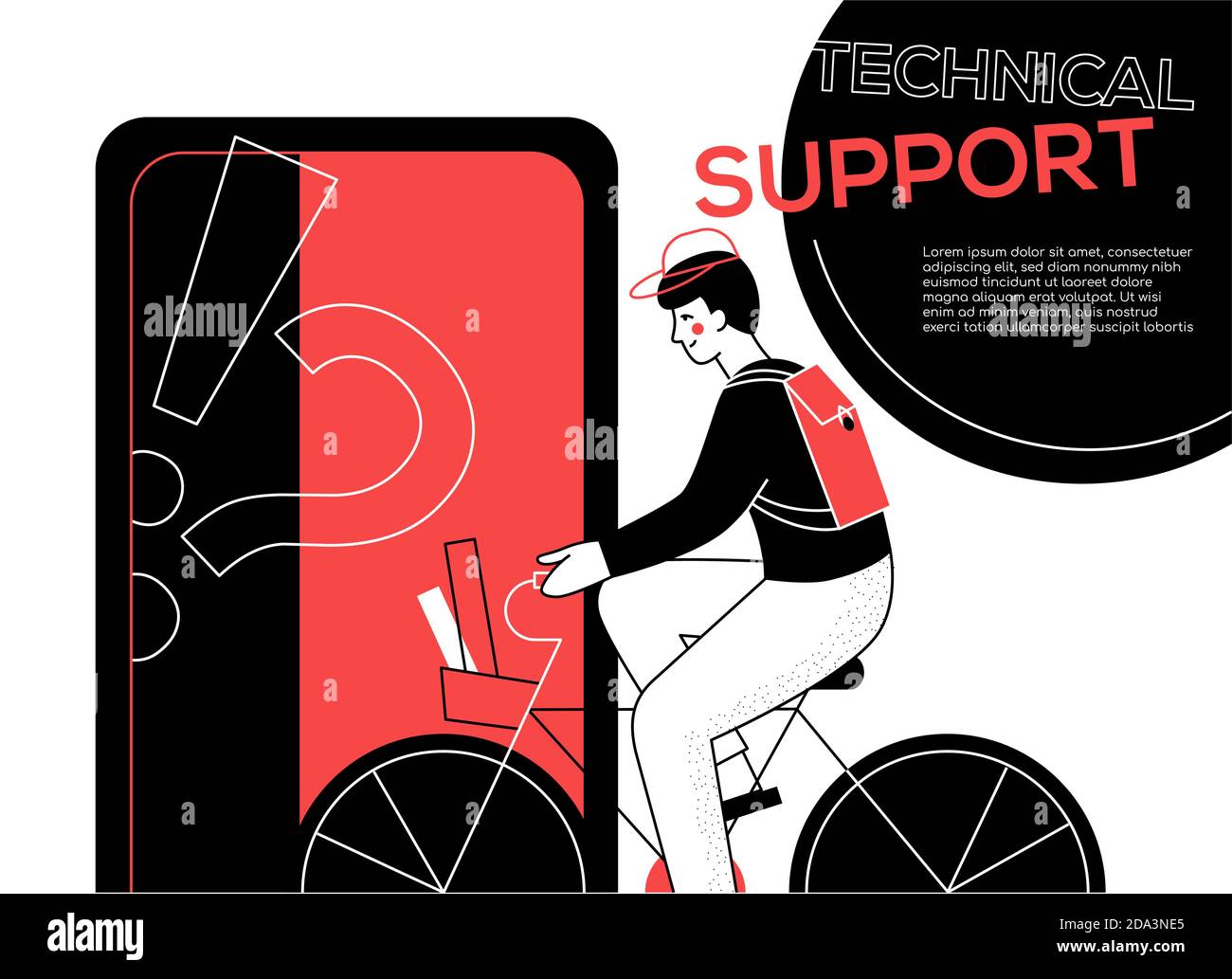 Technical support - modern flat design style web banner Stock Vector