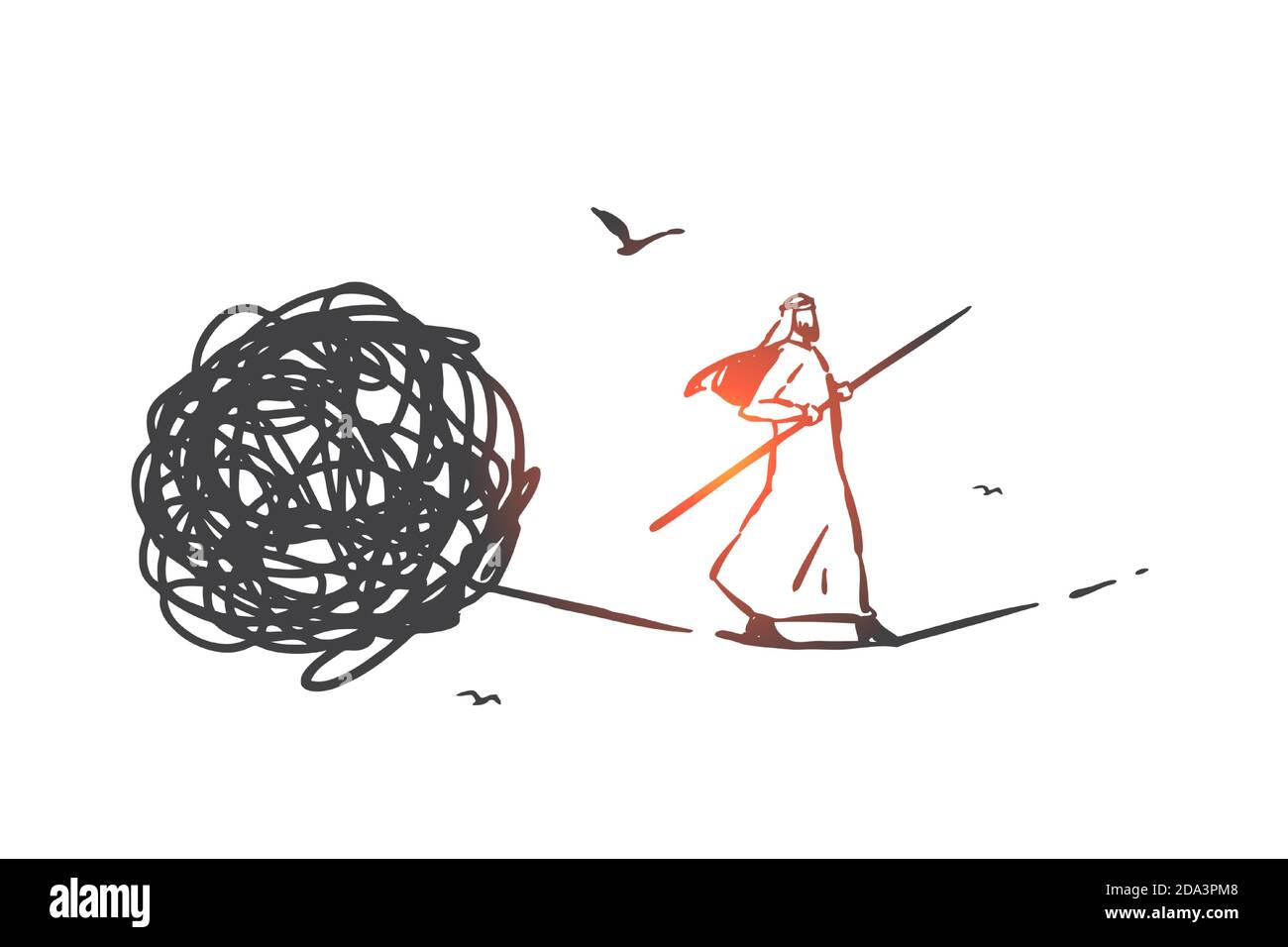 Problem solving, psychotherapy concept sketch. Hand drawn isolated ...