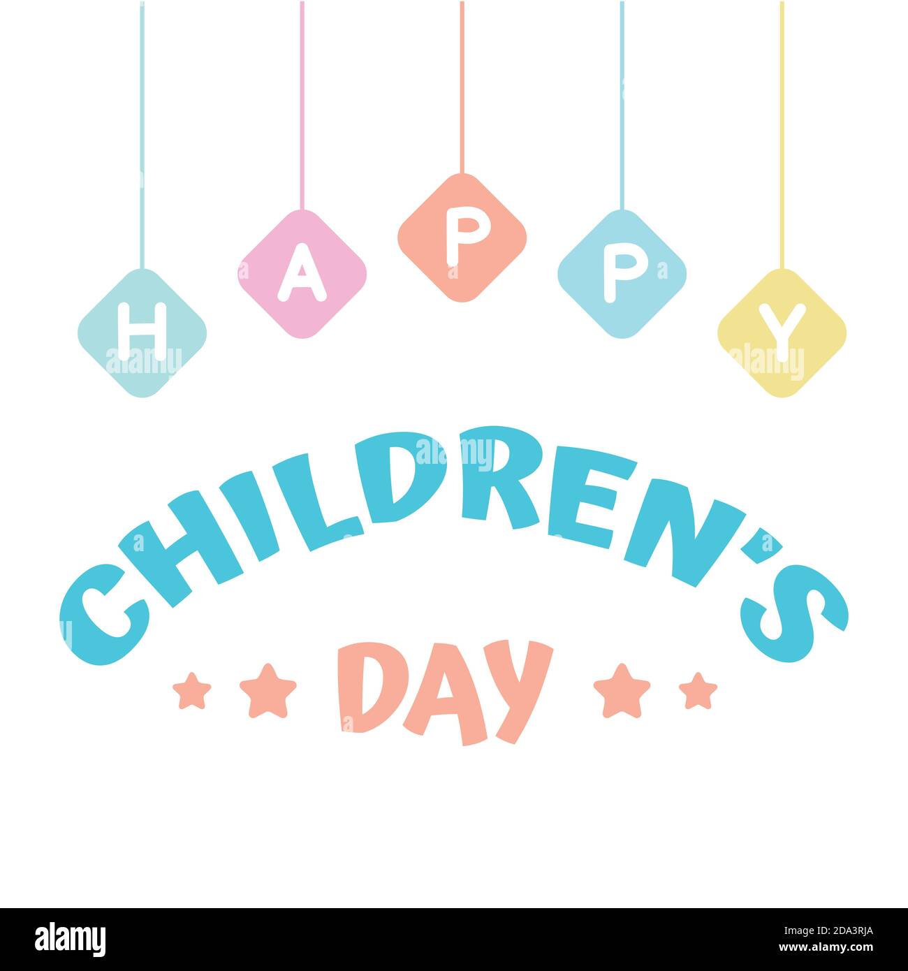 Happy Children's Day greeting card. Doodle letters on white ...