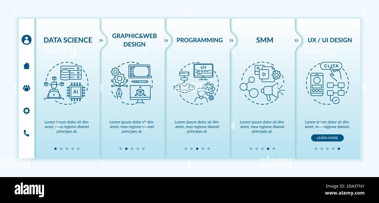 Top careers in IT for creative thinkers onboarding vector template Stock Vector