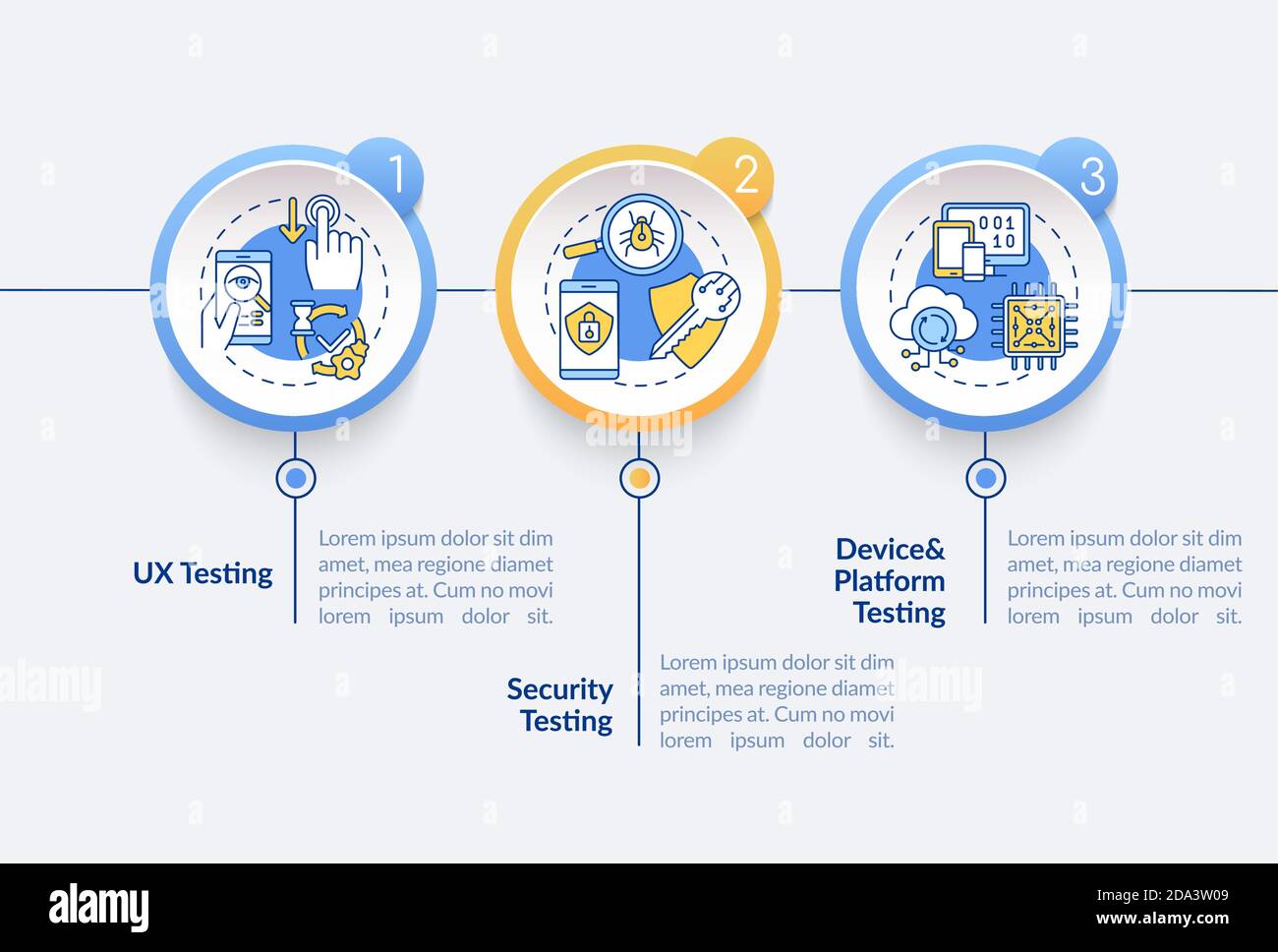 App testing components vector infographic template Stock Vector