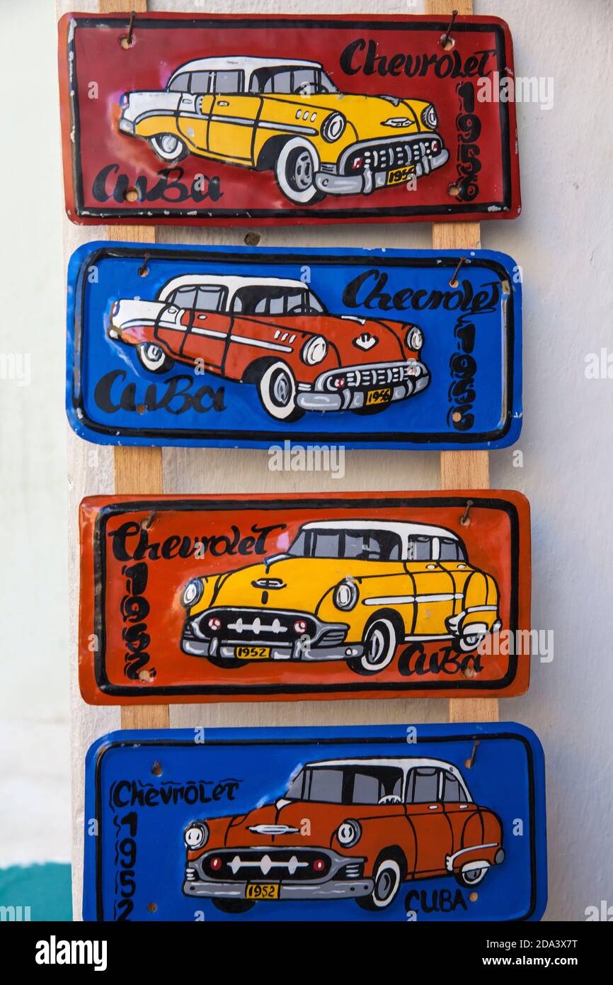 Cuba, Trinidad, Cuban car number plates Stock Photo Alamy