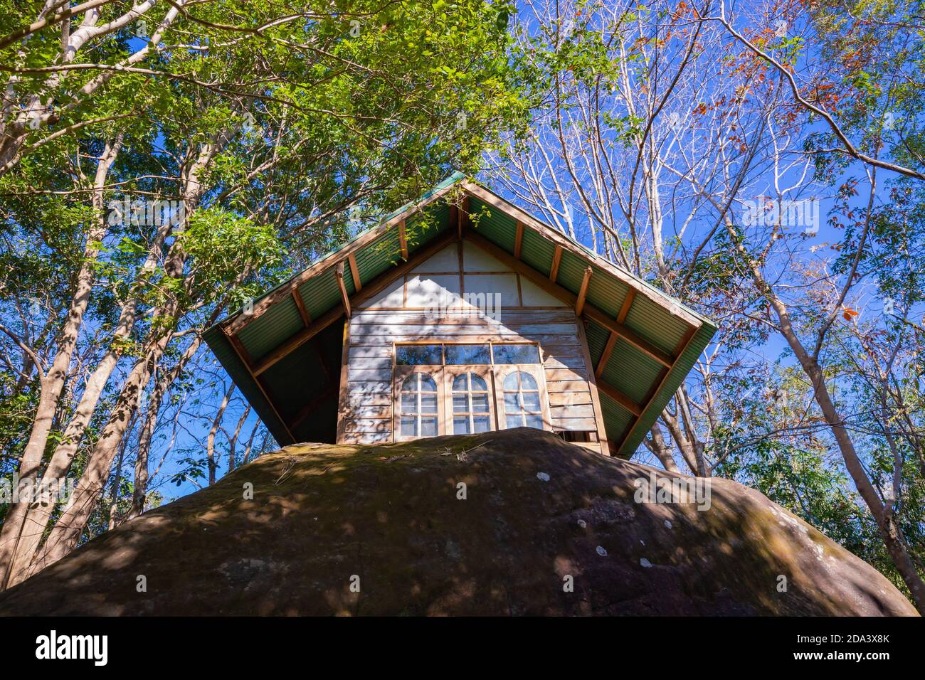 Cabin in the woods, scary scene concept without people Stock Photo - Alamy