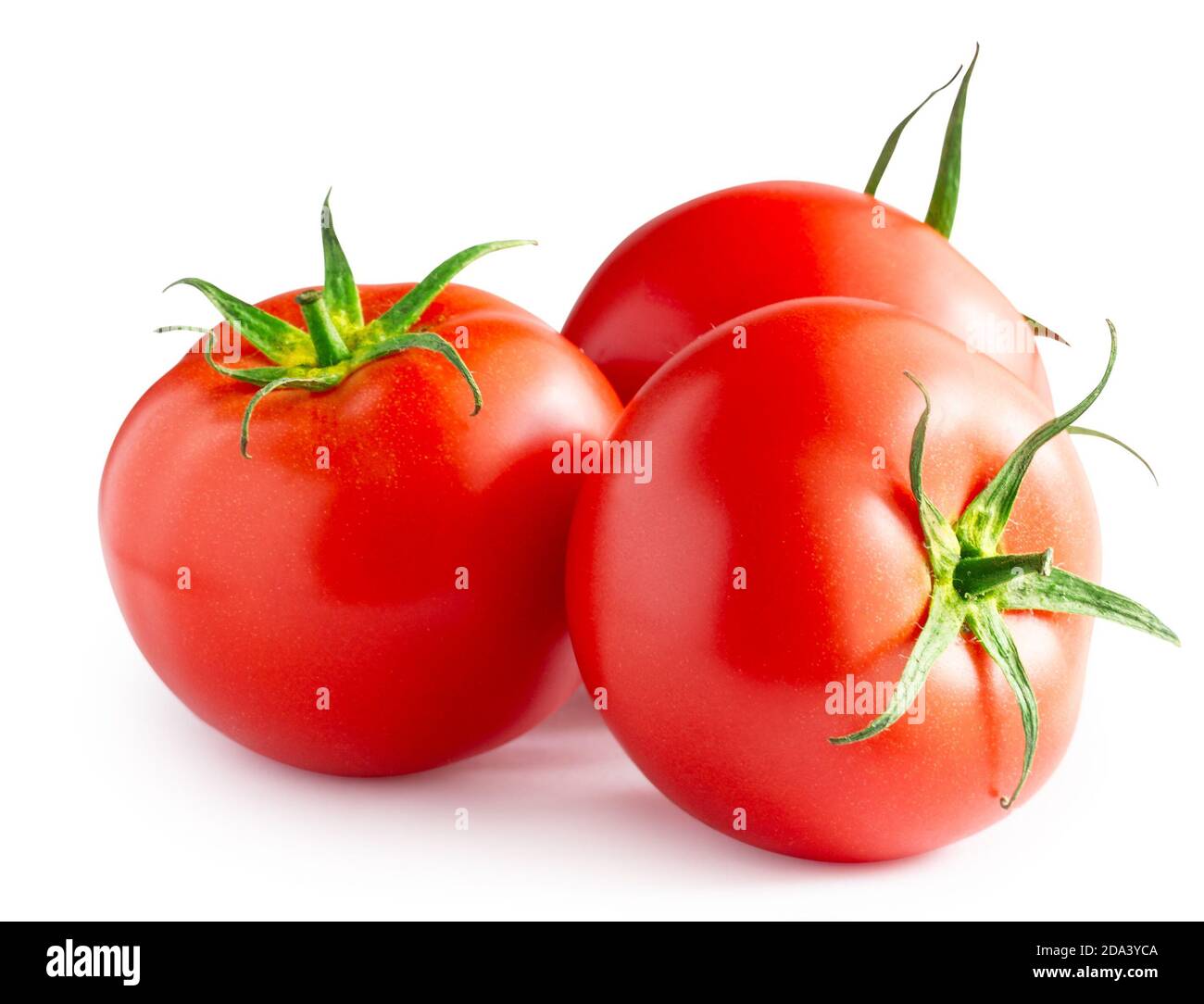 Three ripe red tomatoes isolated on a white background Stock Photo - Alamy