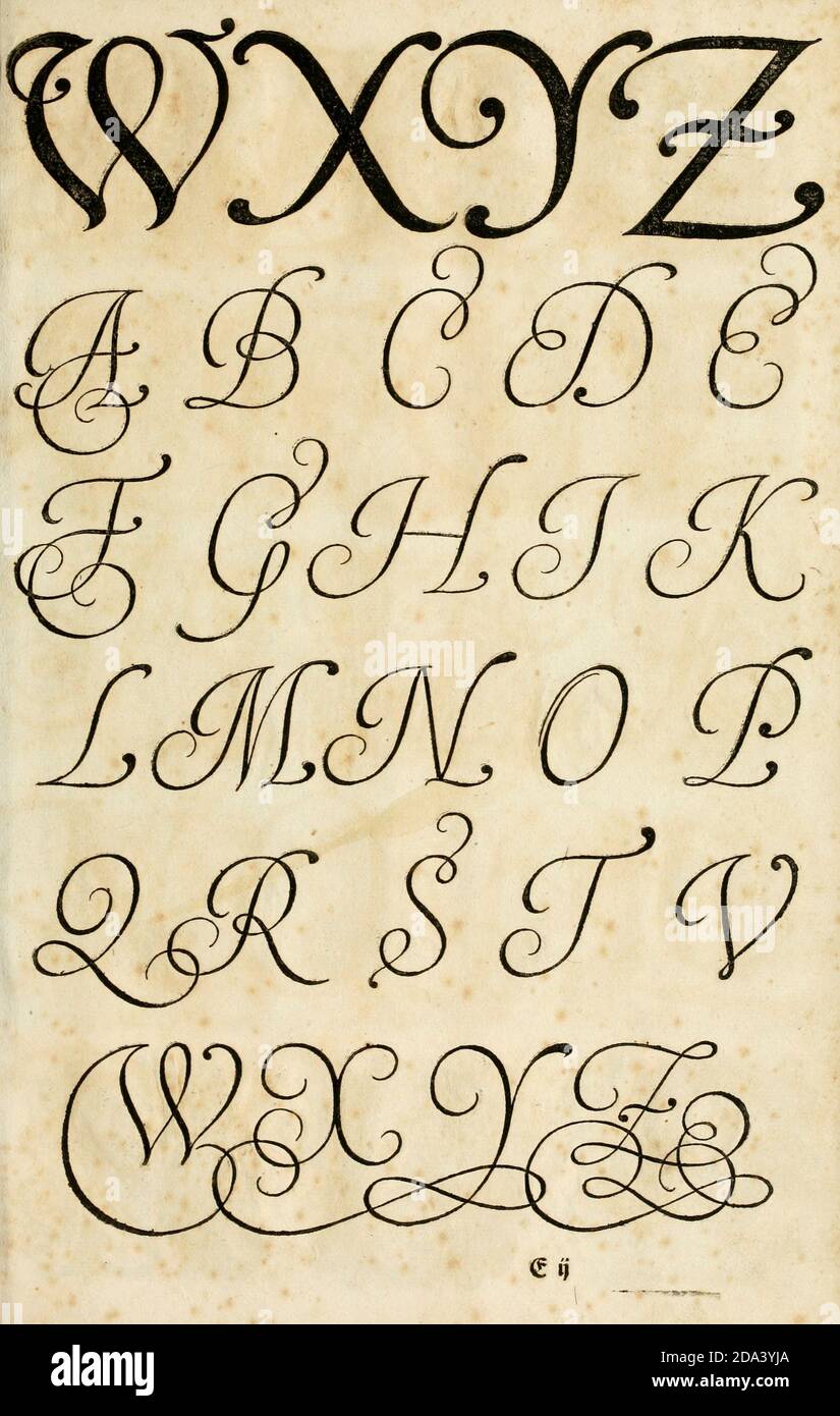 Letter and ornaments from 1655 Stock Photo