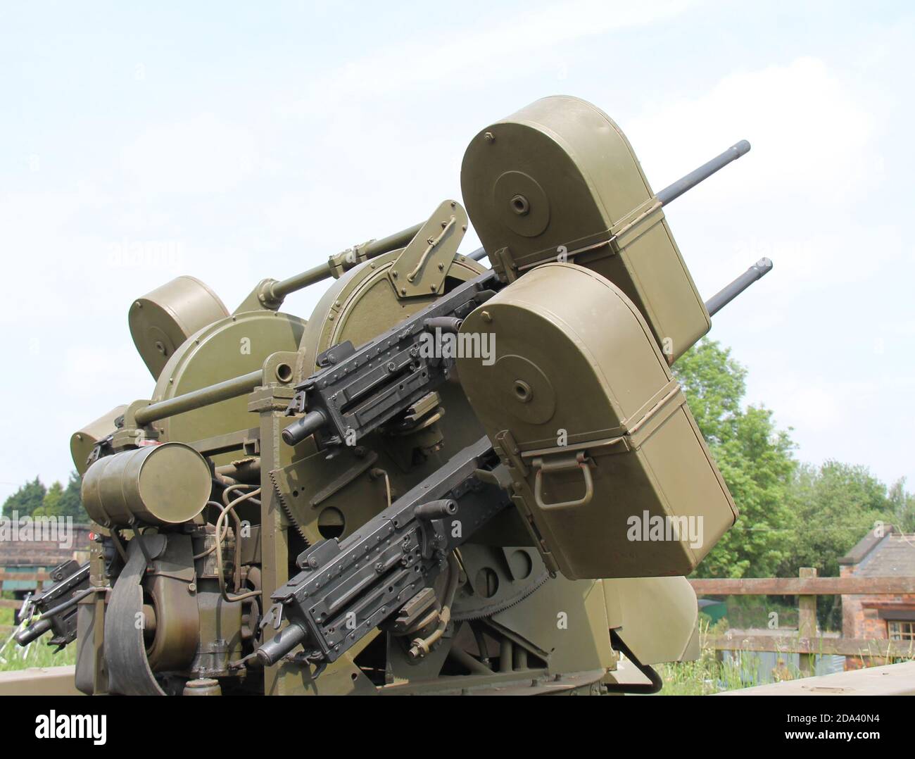 A Vintage Military Wartime Anti Aircraft Gun System. Stock Photo