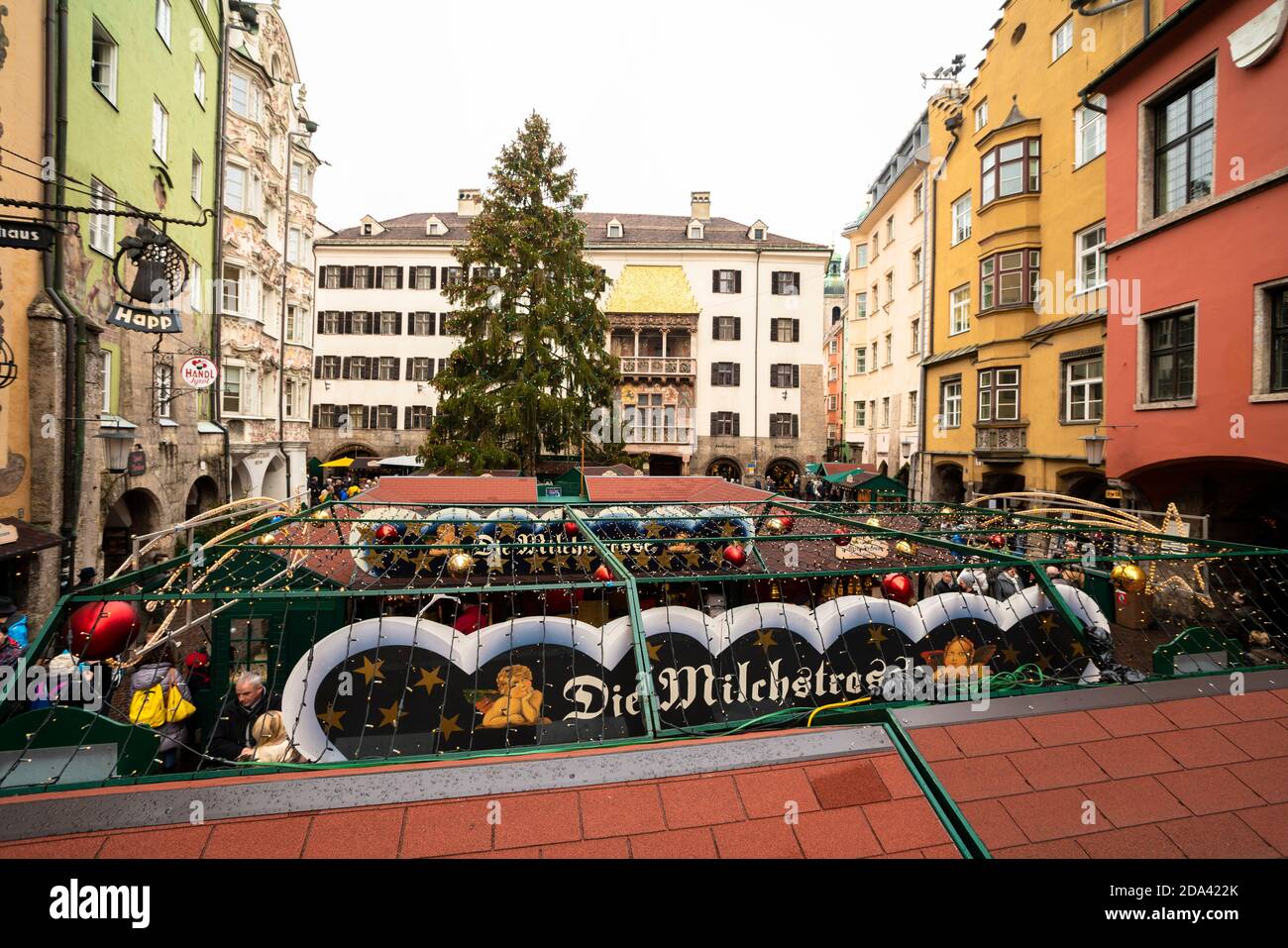 People enjoying shopping at the Christmas Markets, Innsbruck, Tyrol, Austria Stock Photo