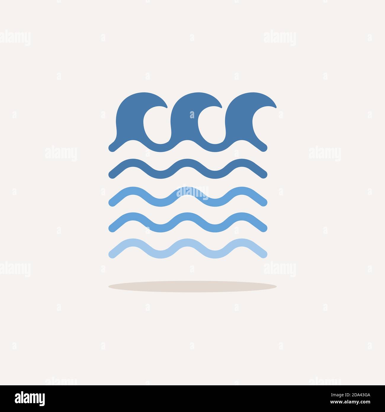 High waves on the sea. Color icon with shadow. Weather glyph vector illustration Stock Vector