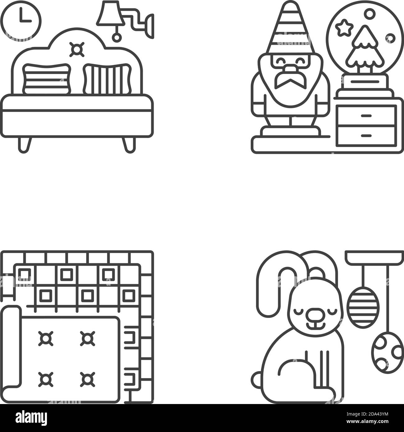 Home accessories linear icons set Stock Vector
