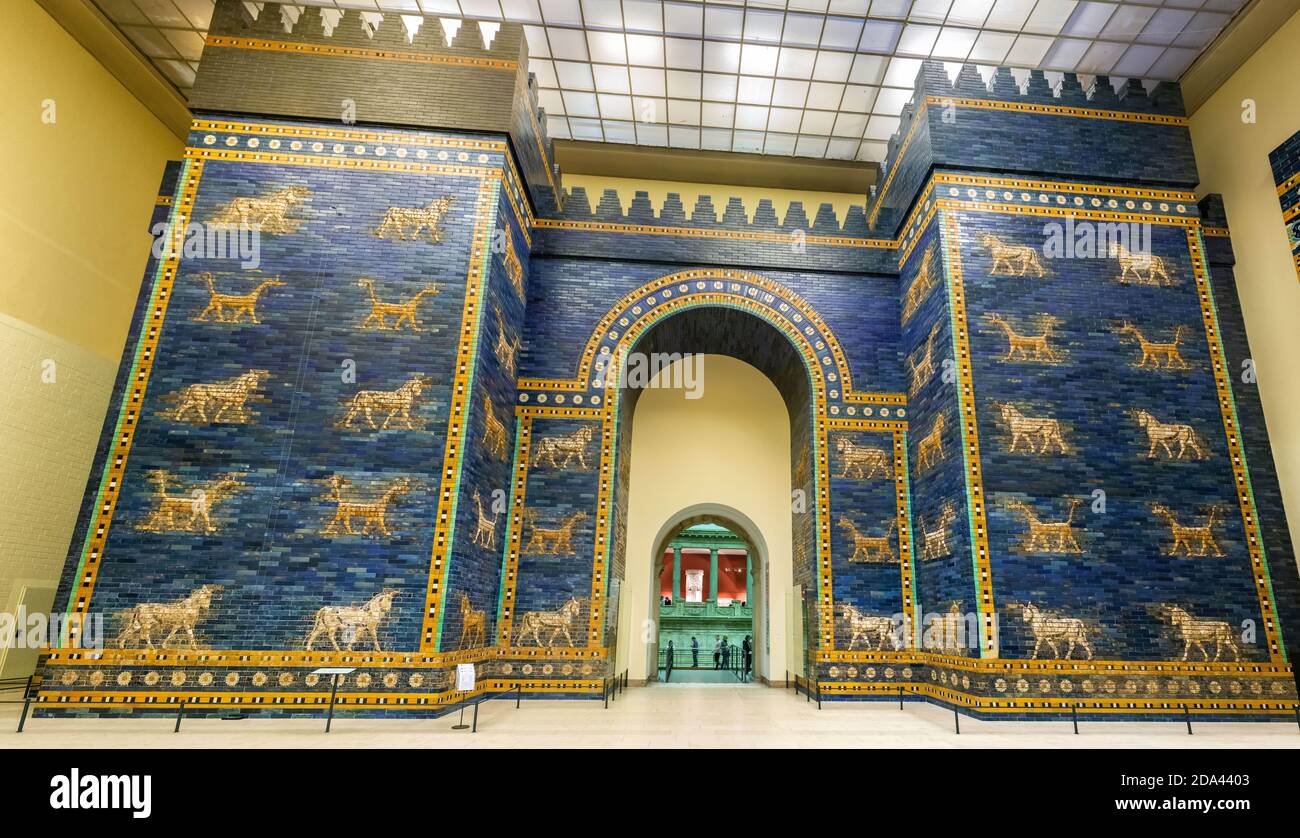 Berlin, Germany – January 28, 2018. View of the magnificent Ishtar Gate at Pergamonmuseum in Berlin. Stock Photo