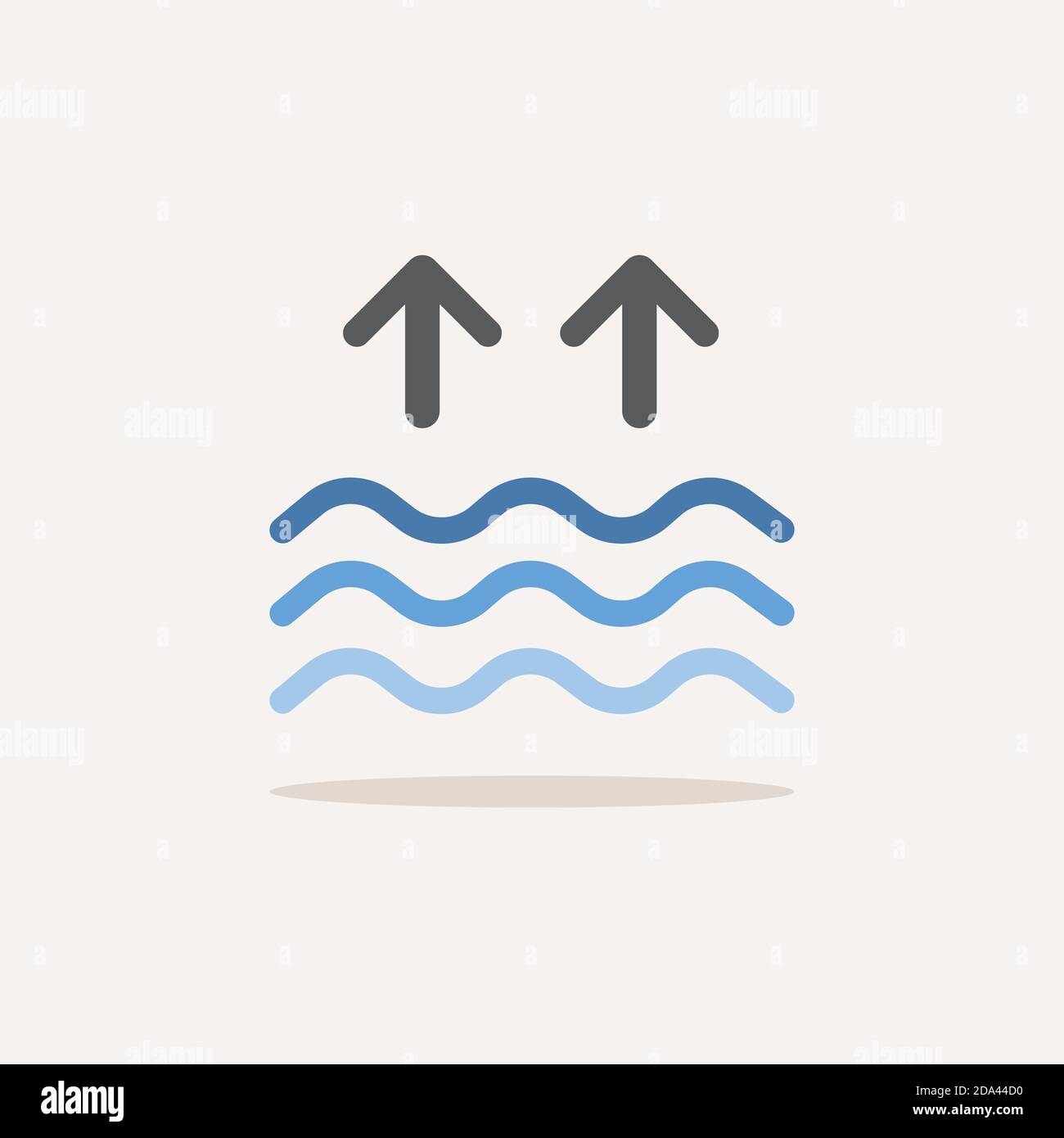 High tides. Waves on the sea. Color icon with shadow. Weather glyph vector illustration Stock Vector