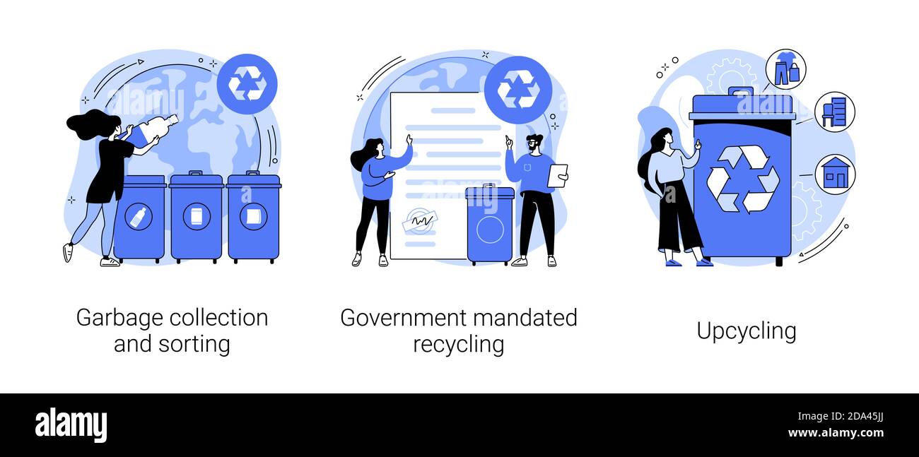 Waste disposal and reuse abstract concept vector illustrations Stock ...