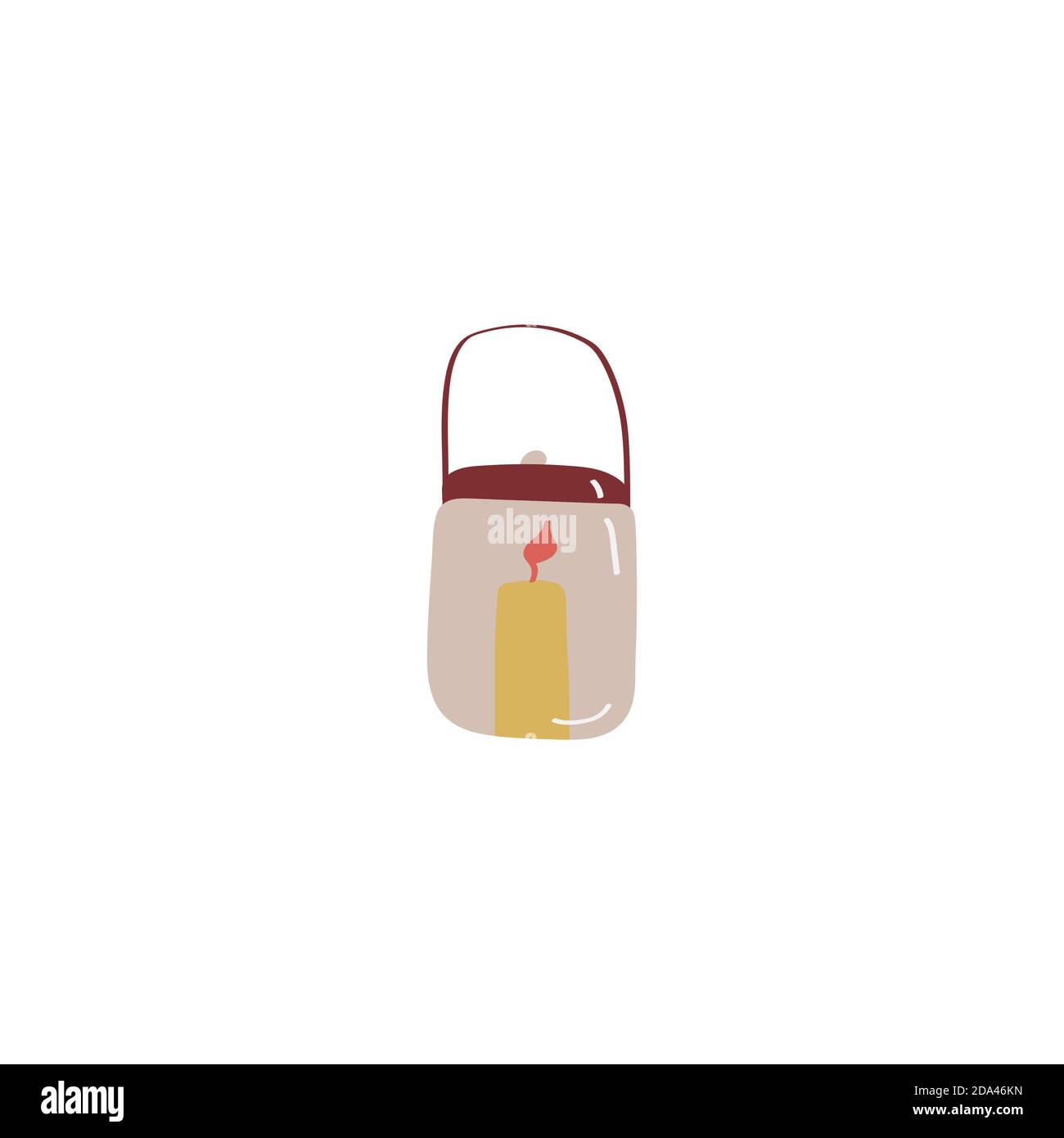 Candle in holder. Candlestick sign. Doodle colored flat vector icon Stock Vector
