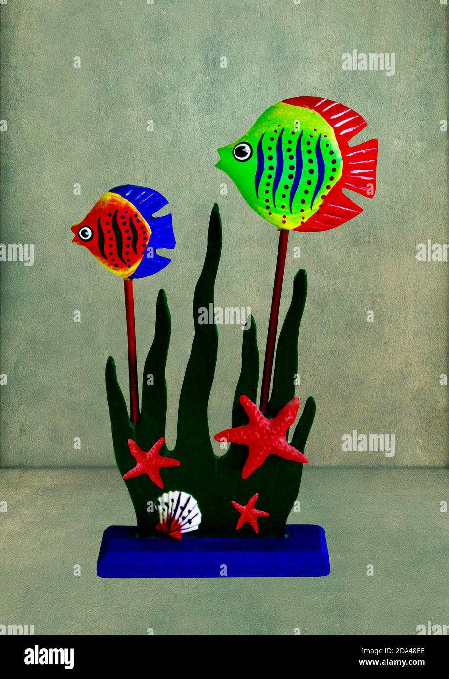 Playful fish ornament. Suitable for bathroom use. Stock Photo