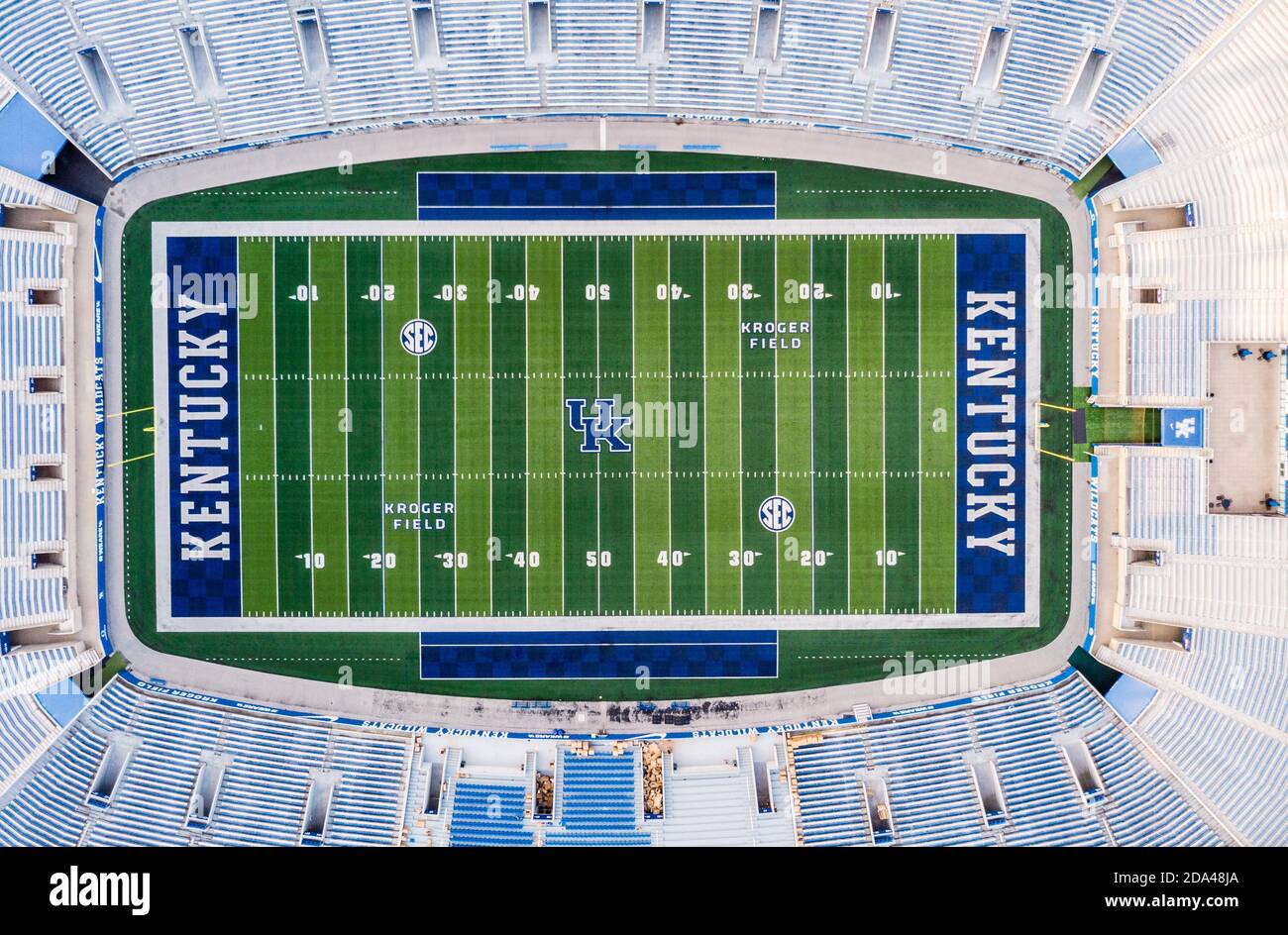 Lexington, Kentucky, July 25, 2020: Aerial top-down view of Kroger Field football stadium of University of Kentucky in Lexington, Kentucky Stock Photo