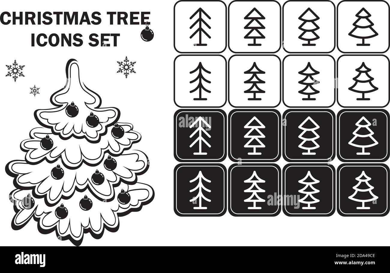 christmas tree vector icons set Stock Vector