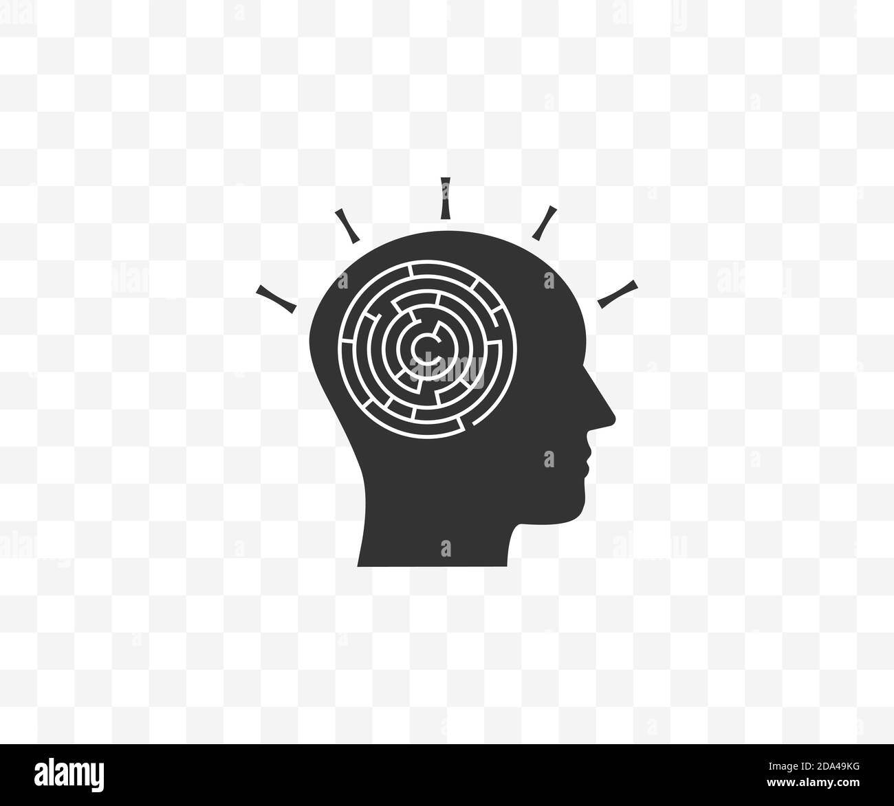 Head, maze, strategy icon on transparent background. Vector illustration. Stock Vector