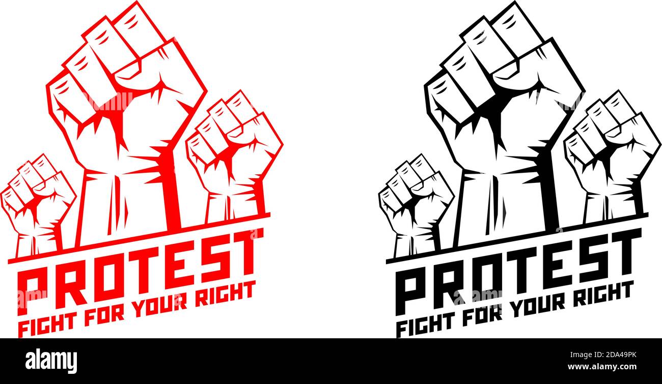 Fist male hand, symbol of the proletarian revolution. Sign of anger, strength, protest, fight. Illustration, vector Stock Vector