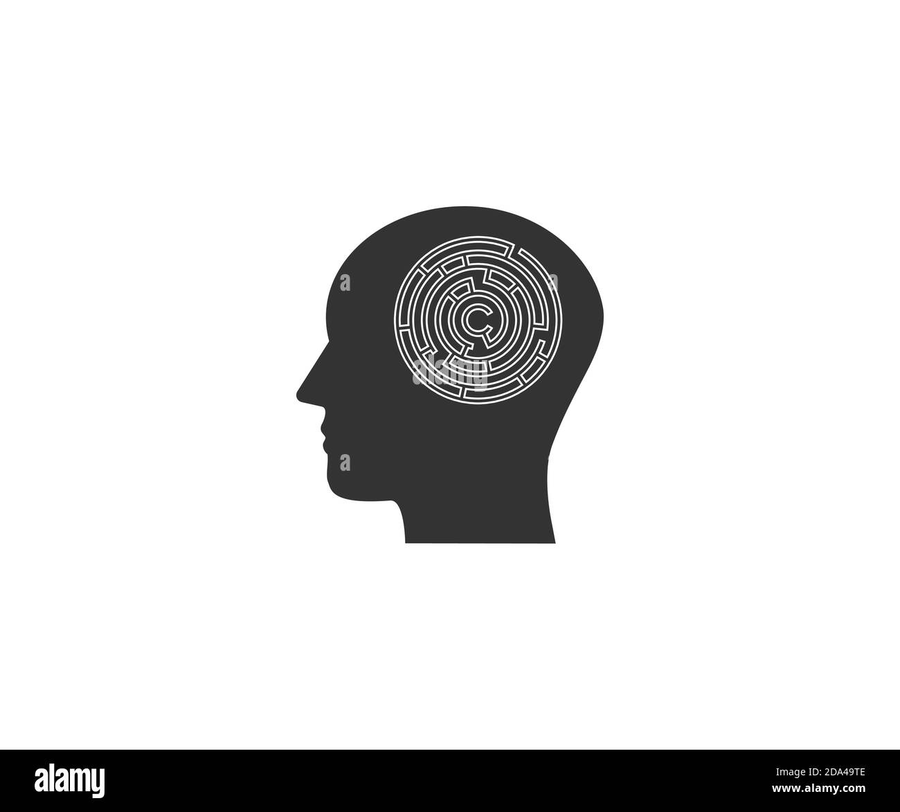Head, maze, strategy icon on white background. Vector illustration. Stock Vector