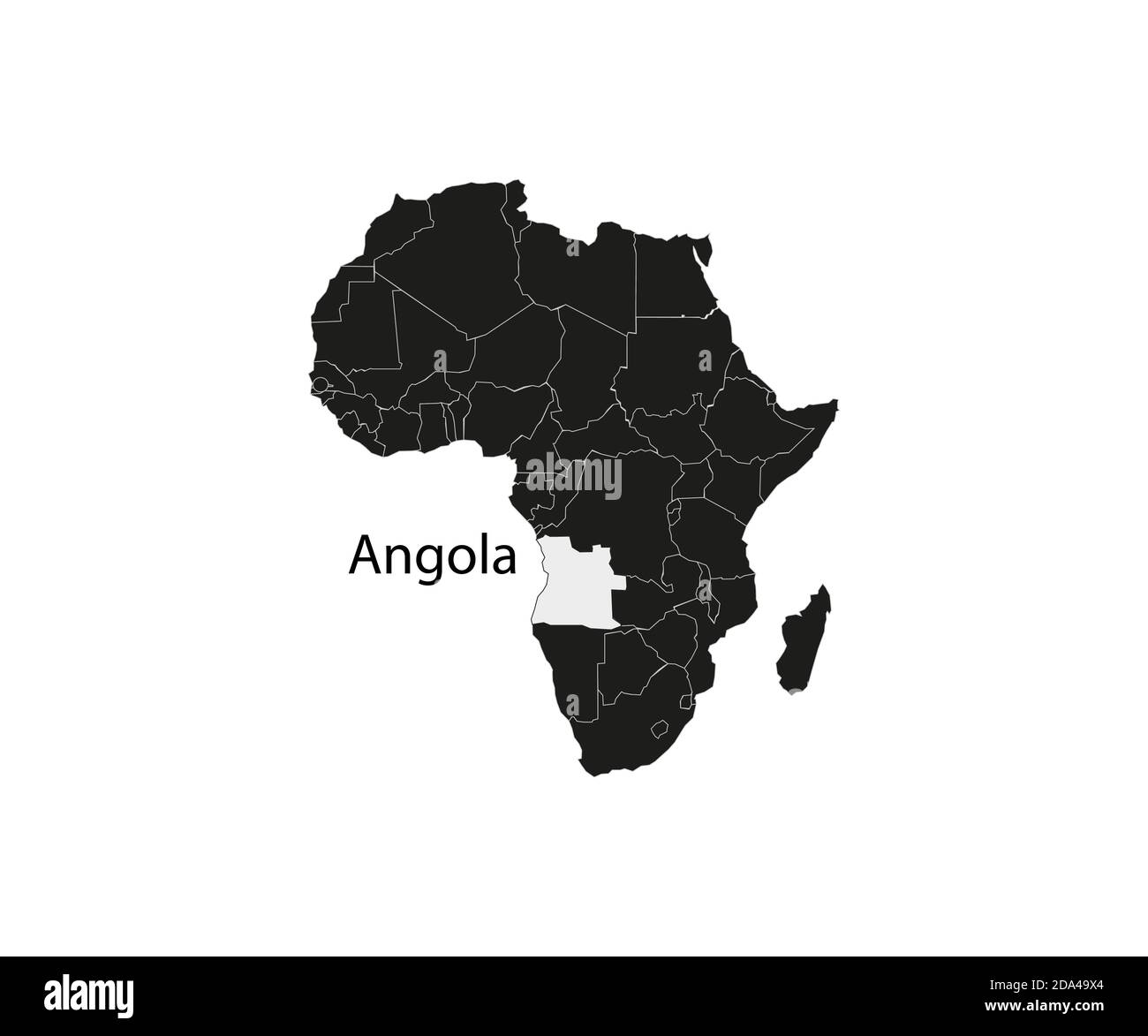 Angola on africa map vector. Vector illustration. Stock Vector