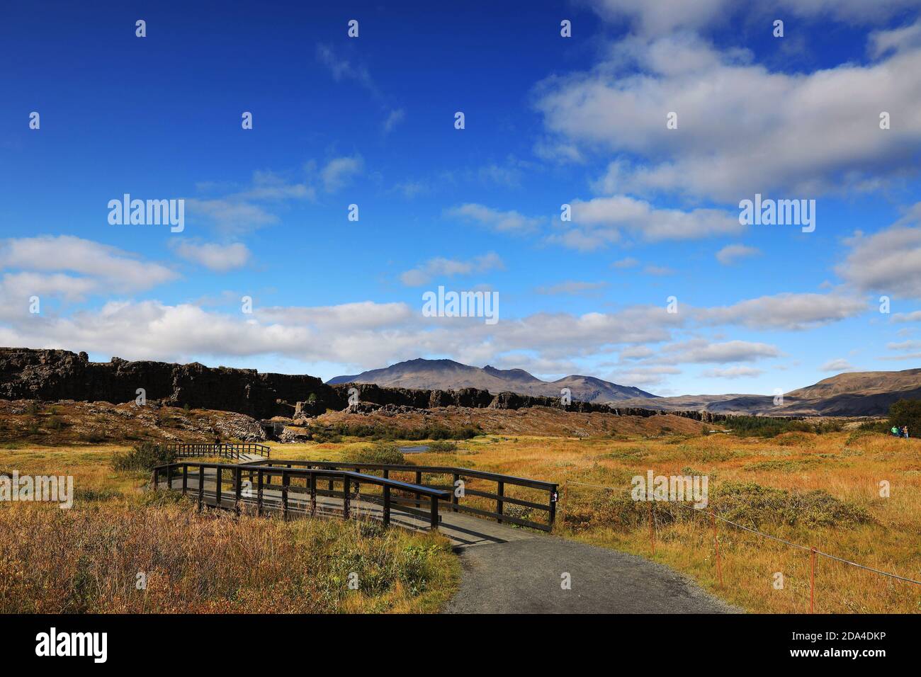 Iceland Mid Atlantic Ridge Rifting Thingvellir national park valley near Thingvallavatn lake lies in a ...