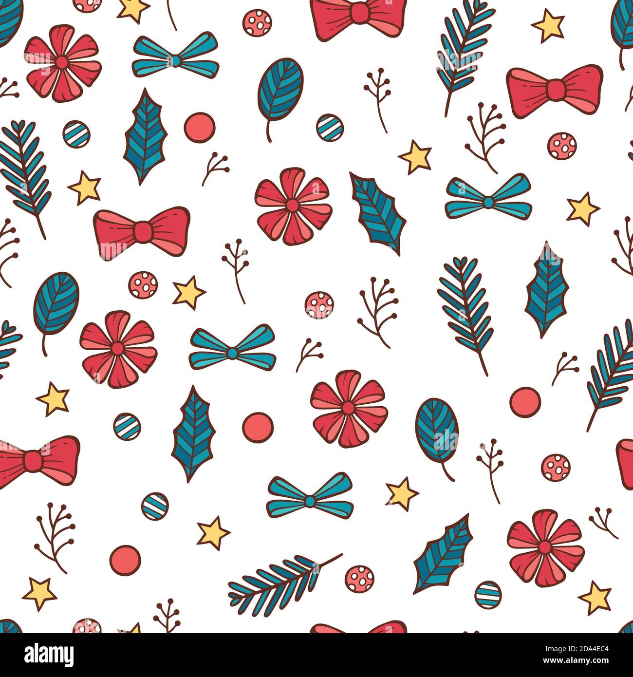 Vector illustration Funny Merry Christmas seamless pattern with gift ...