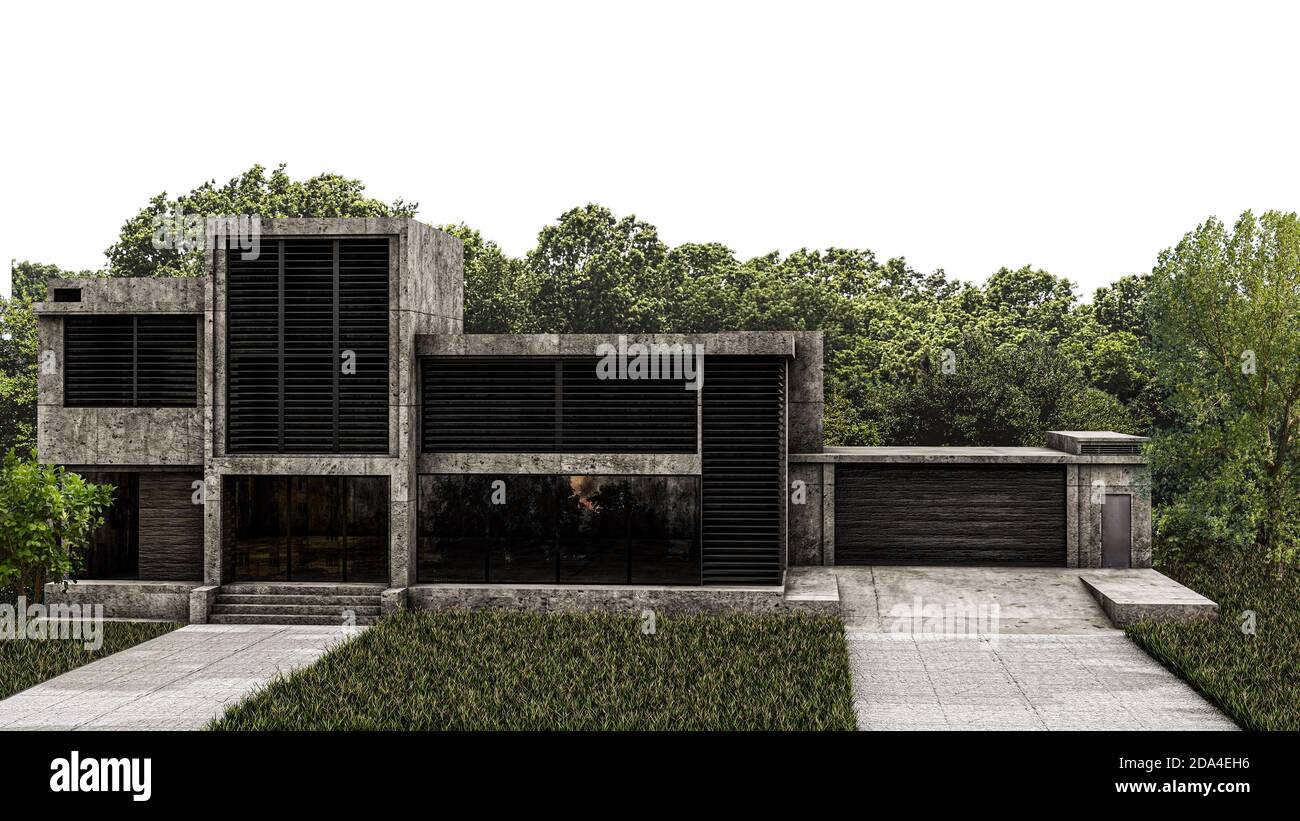 modern house isolated on white background 3d illustration Stock Photo ...