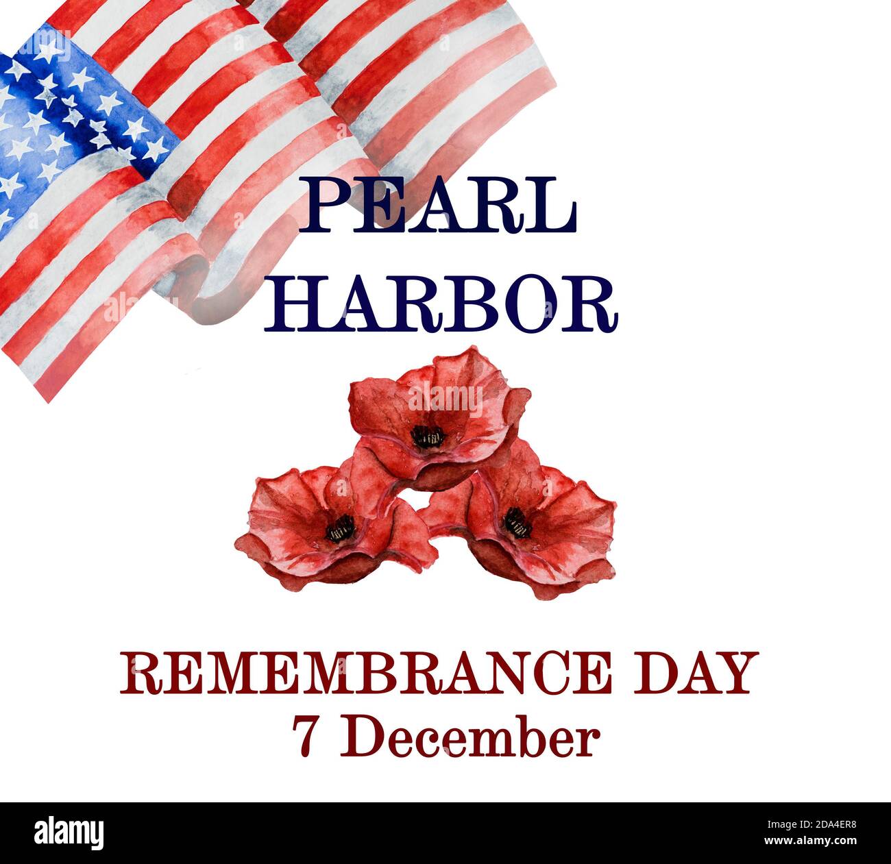 Pearl Harbor Remembrance Day. Greeting inscription. National holiday