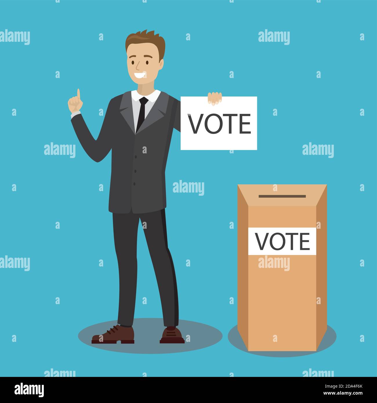 Caucasian businessman vote at ballot box Stock Vector
