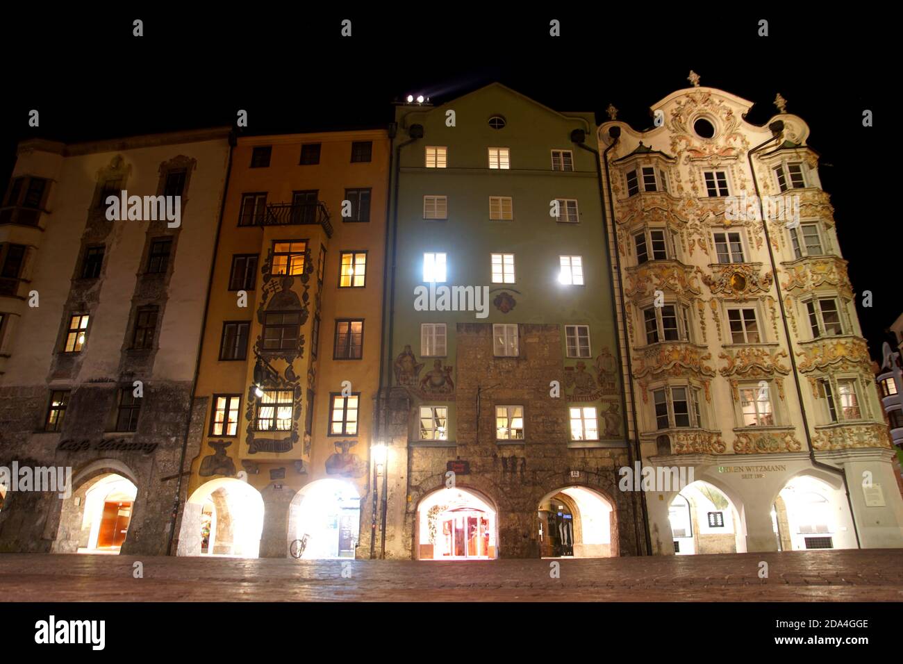 The historic houses on Duke Friedrich Street in Innsbruck, Austria Stock Photo