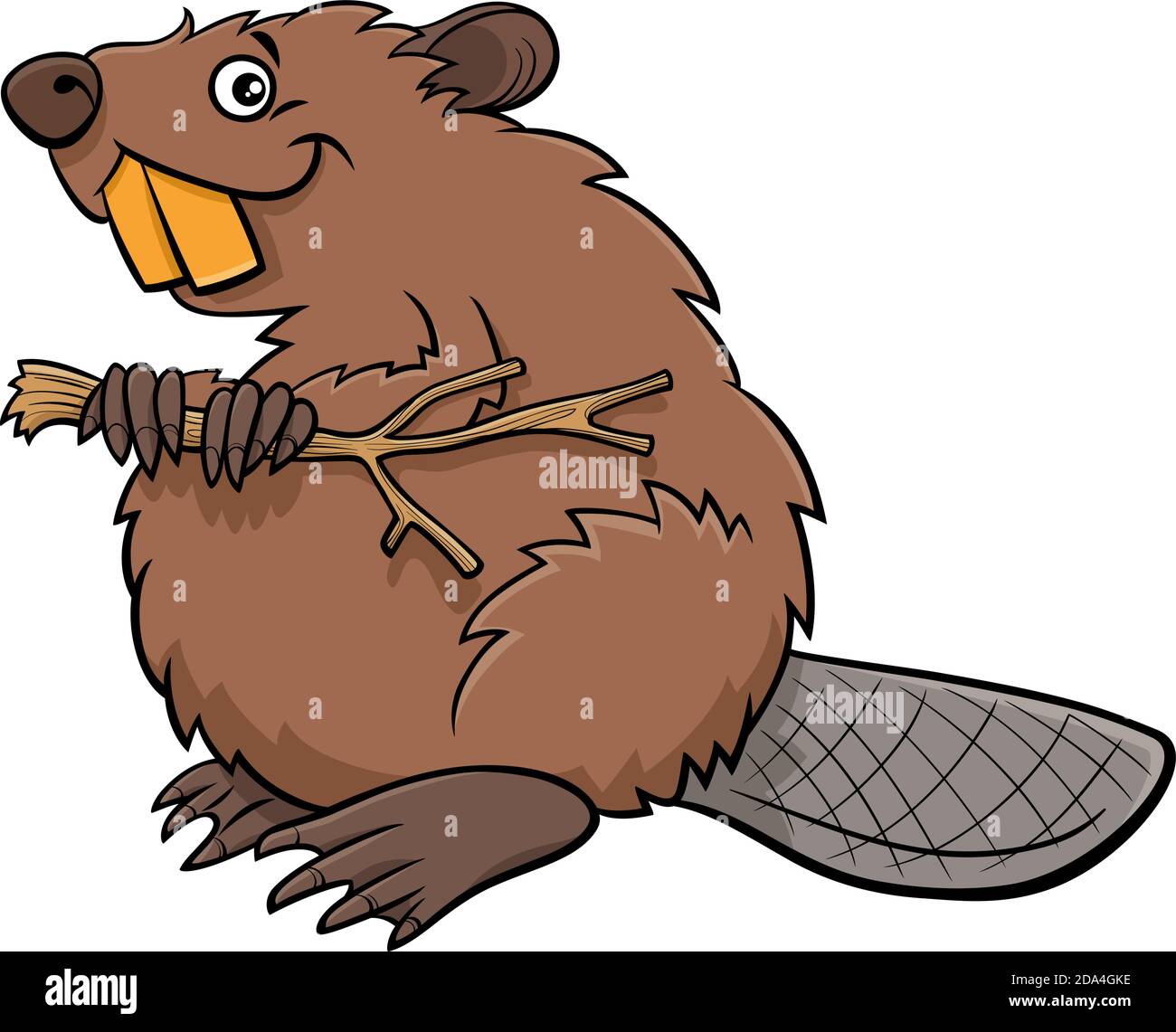 Cartoon illustration of funny beaver wild animal character Stock Vector