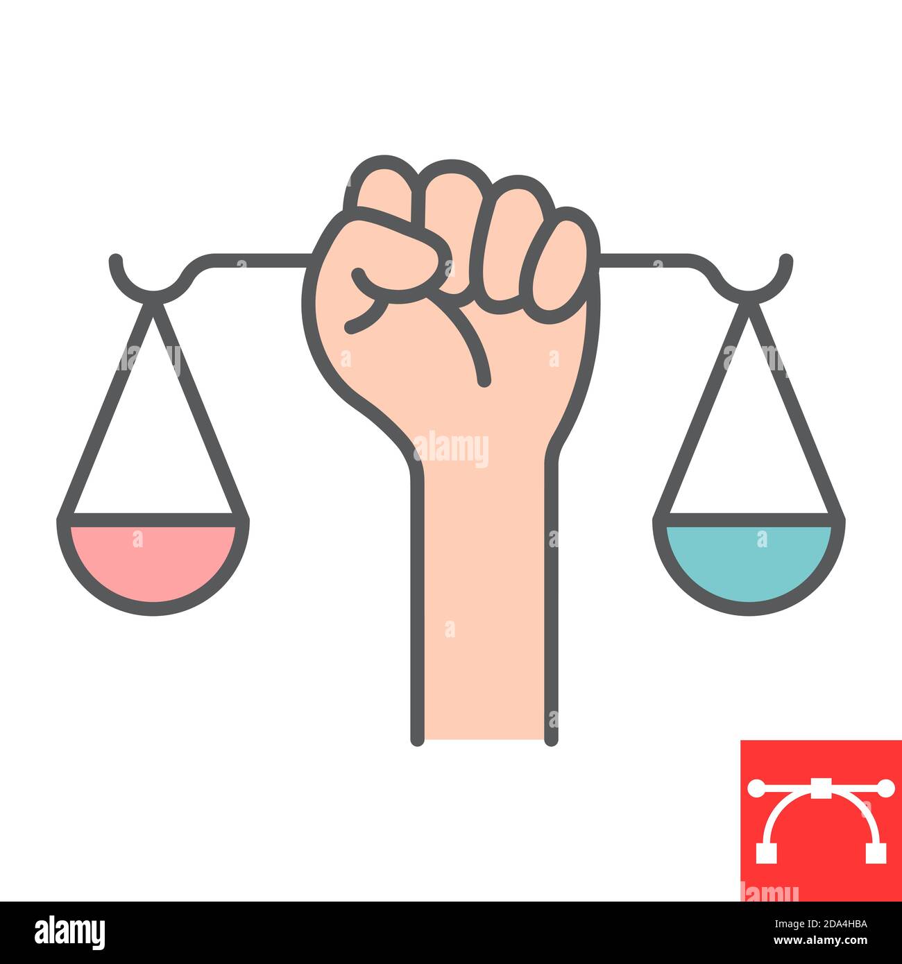 Civil rights color line icon, scale and balance, lawyer sign vector ...