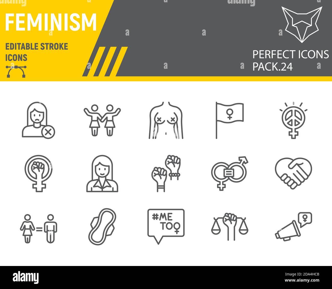 Feminism Line Icon Set Gender Equality Collection Vector Sketches Logo Illustrations Feminism Icons Equal Rights Signs Linear Pictograms Stock Vector Image Art Alamy