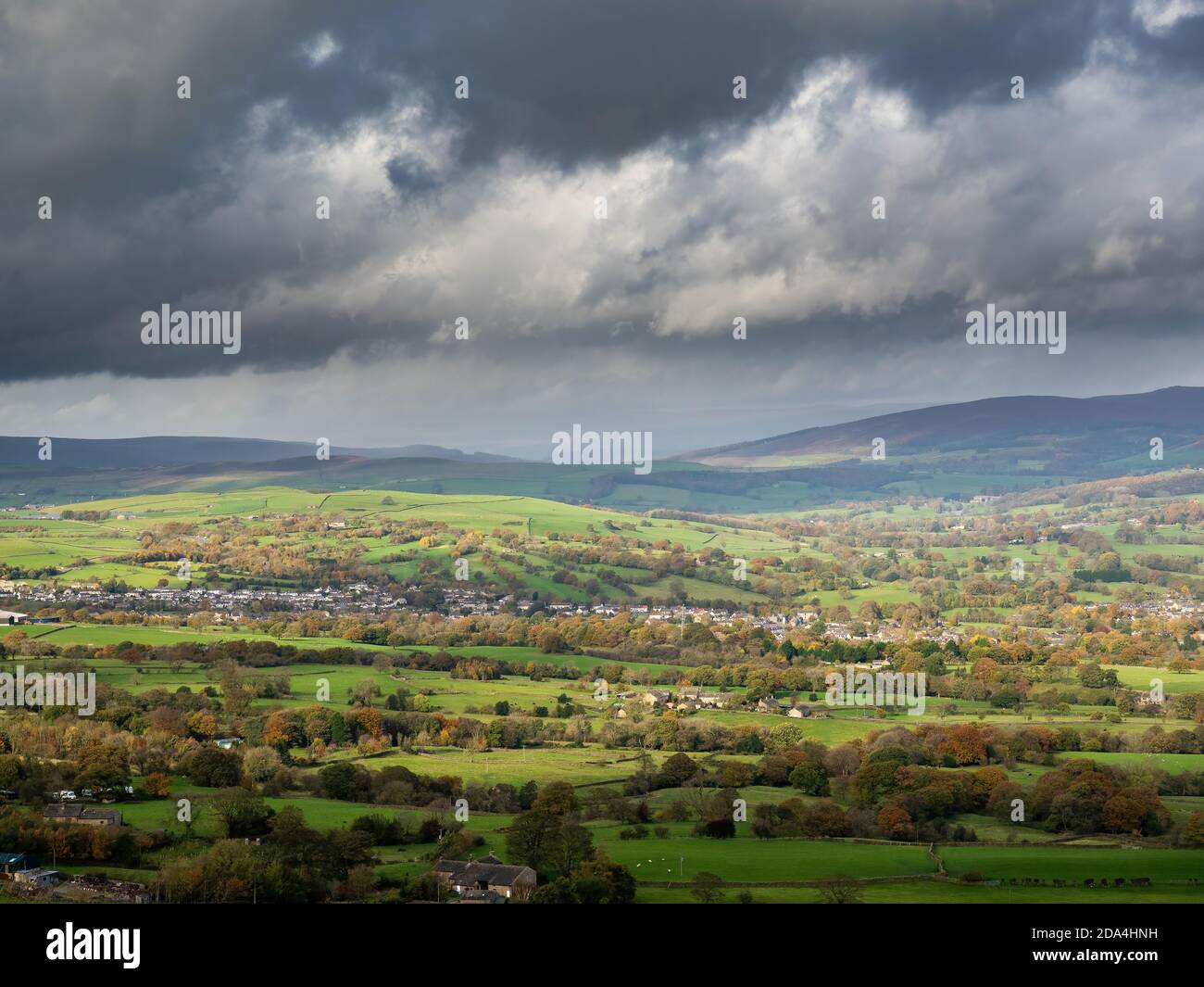 Wharfedale from Ilkley moor. Yorkshire Stock Photo