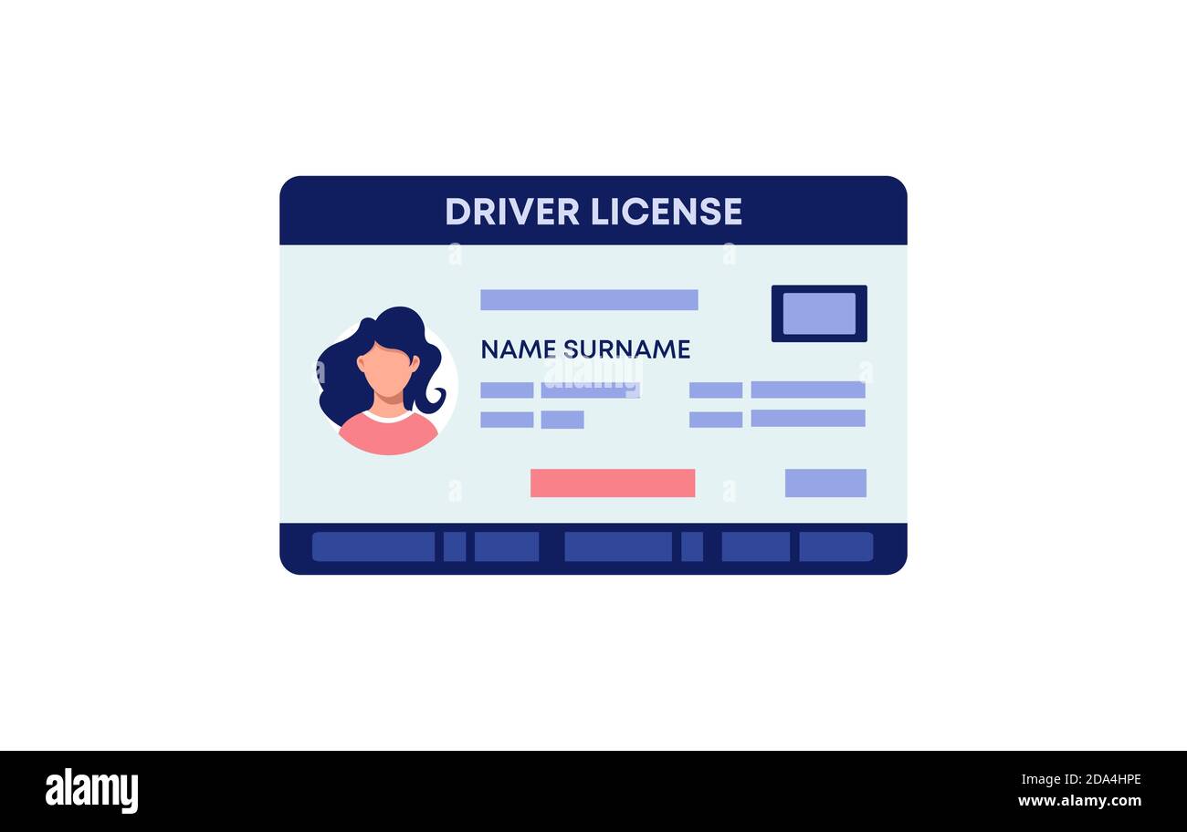 Driving license banner. Document to drive vehicle with character identification signature. Stock Vector