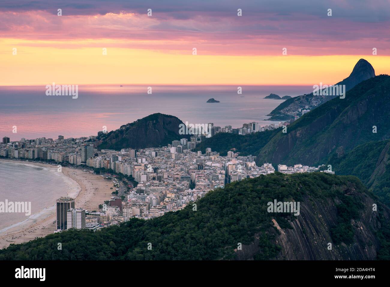 Copacabana Beach View By Sunset Rio De Janeiro Brazil Stock Photo Alamy